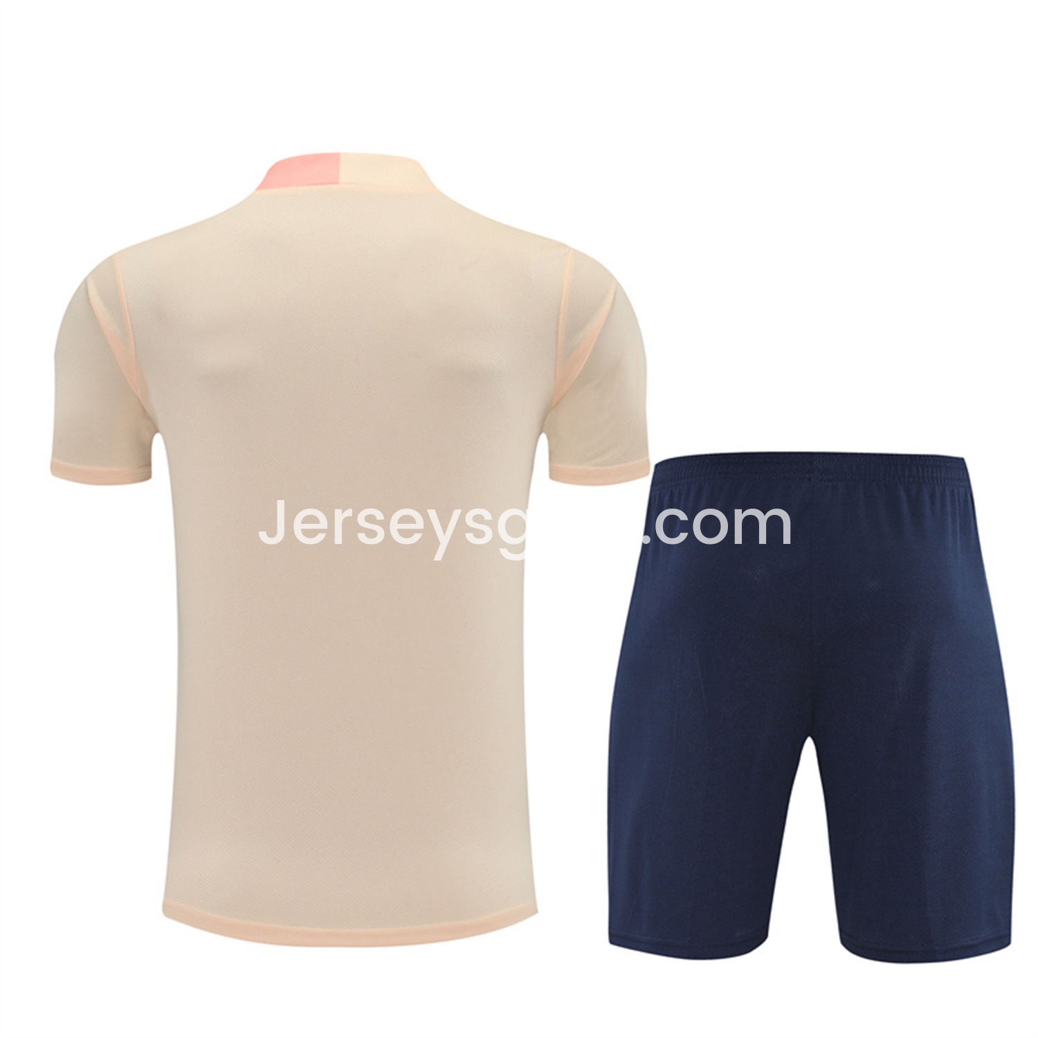 B.A.R.S.A 25-26 Short-Sleeve Training Set - Beige Top & Blue Shorts - SOCCERDEALSHOP