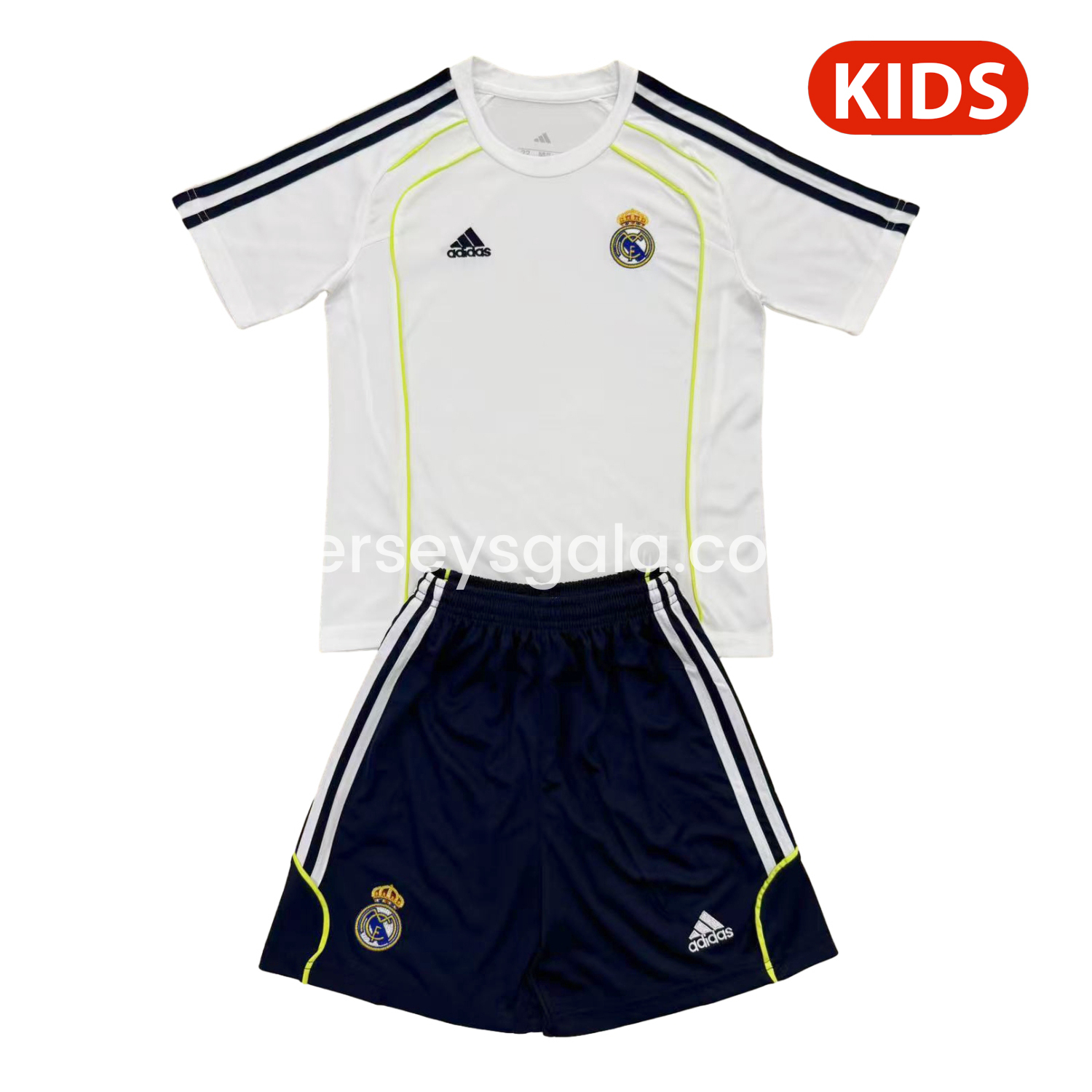 Real Madrid 25-26 T90 Throwback White Training Kids Kit - SOCCERDEALSHOP