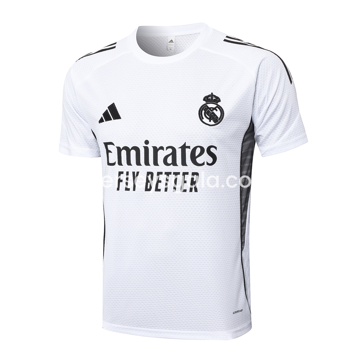 Real Madrid 25-26 Short-Sleeve Training Set - White Top and Black Shorts - SOCCERDEALSHOP