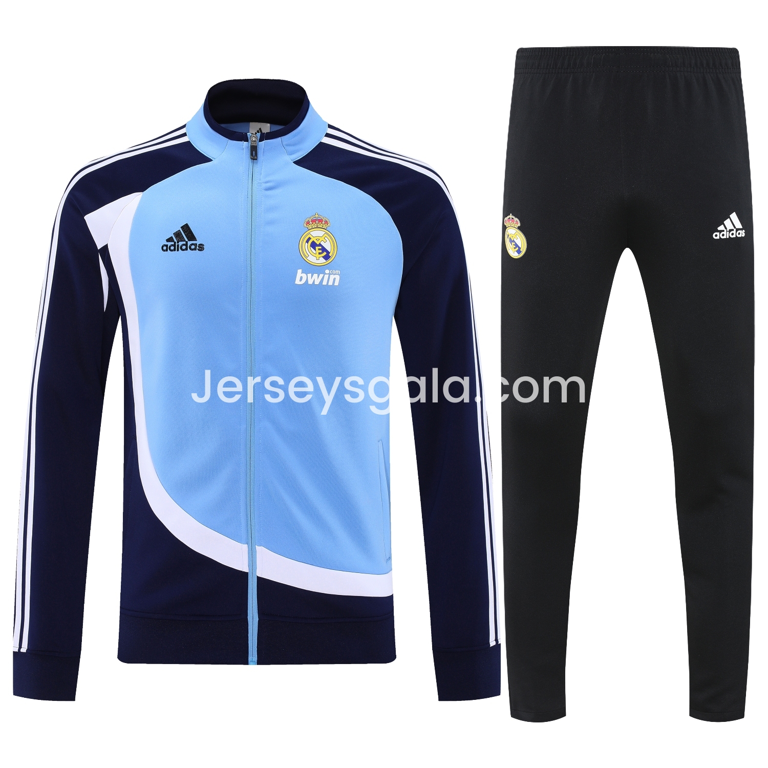 Real Madrid 25-26 Throwback Jacket Training Tracksuit - Blue Jackets & Black Pants - SOCCERDEALSHOP