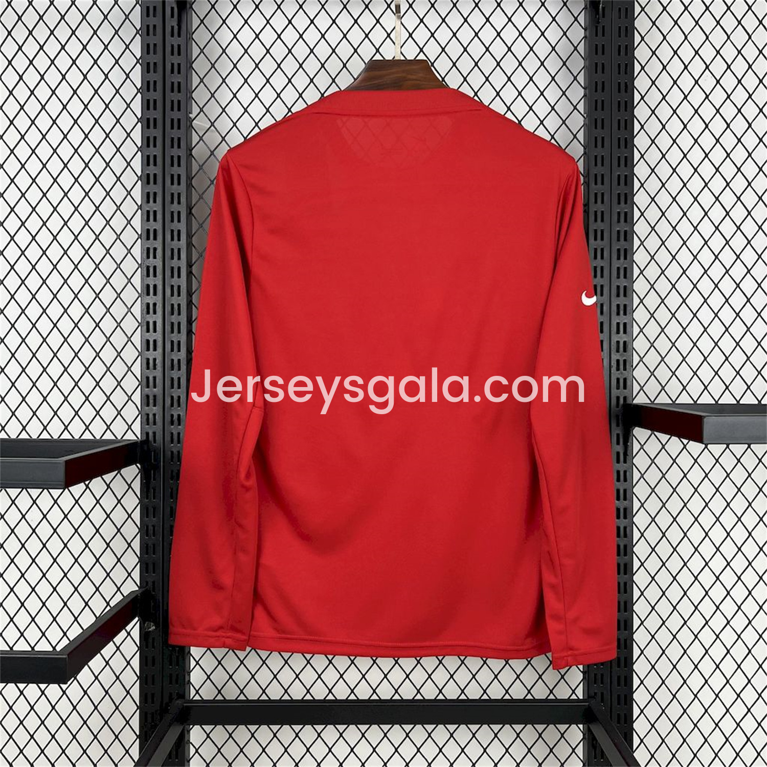 Atletico Madrid 25-26 Red White Stripes Pre-Match Training Long Sleeves Jersey - Fans Version - SOCCERDEALSHOP