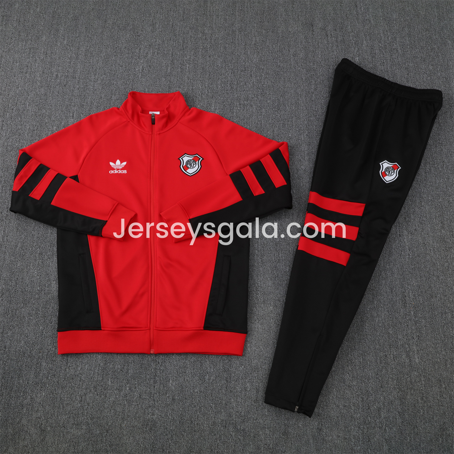 River Plate 25-26 Terrace Jacket Training Tracksuit - Red Jackets & Black Pants - SOCCERDEALSHOP