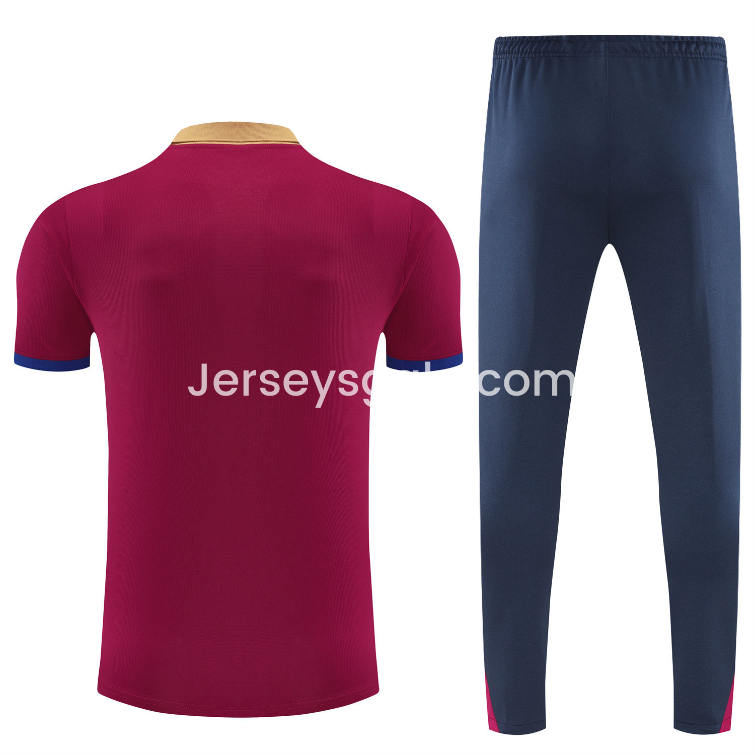 B.A.R.S.A 25-26 POLO Short-Sleeve Training Set - Deep Red Top and Black Pants - SOCCERDEALSHOP