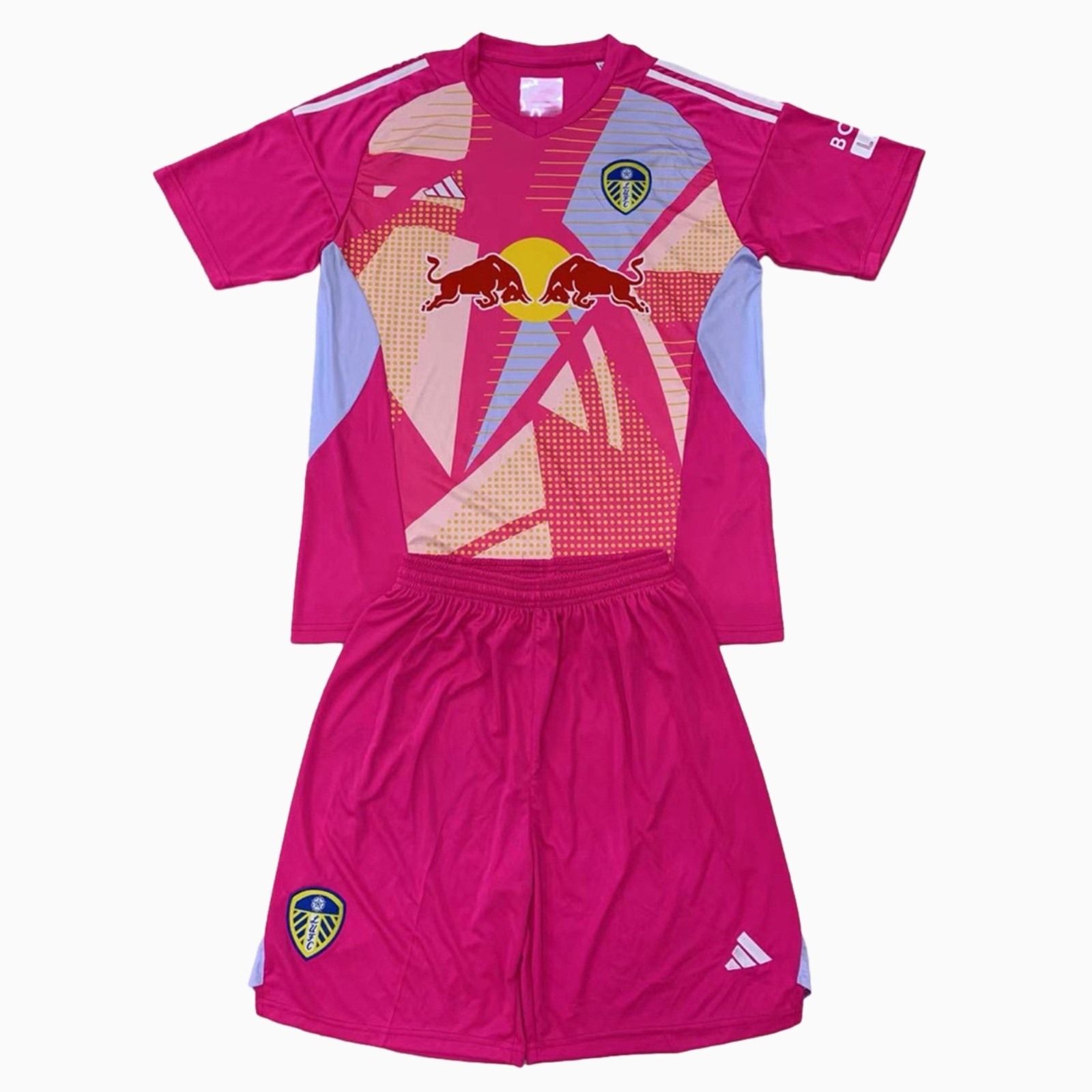 Leeds United 24-25 Pink Goalkeeper Men's Adult Jersey Set - Fans Version - SOCCERDEALSHOP