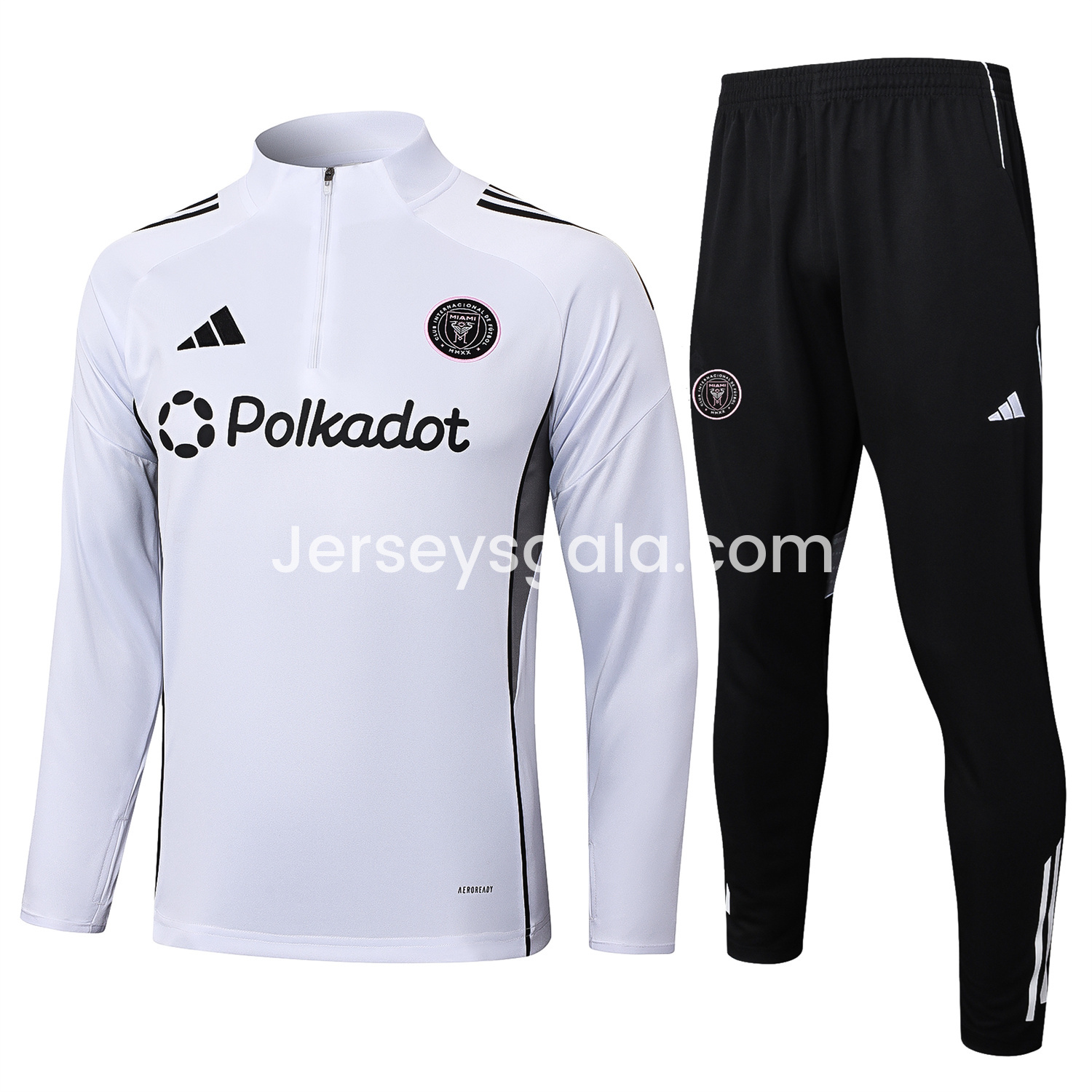 INT M.A.M 25-26 Long Sleeves Training Set - White Top & Black Pants - SOCCERDEALSHOP