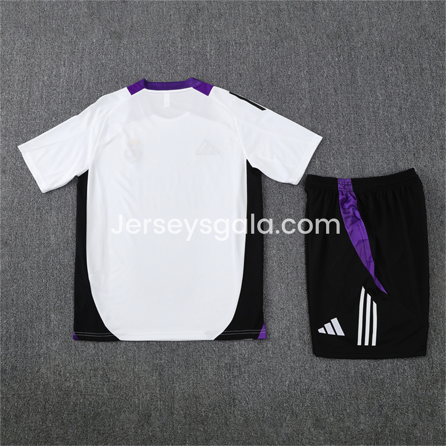 Real Madrid 24-25 Short-Sleeve Kids Training Set - White with Purple - SOCCERDEALSHOP