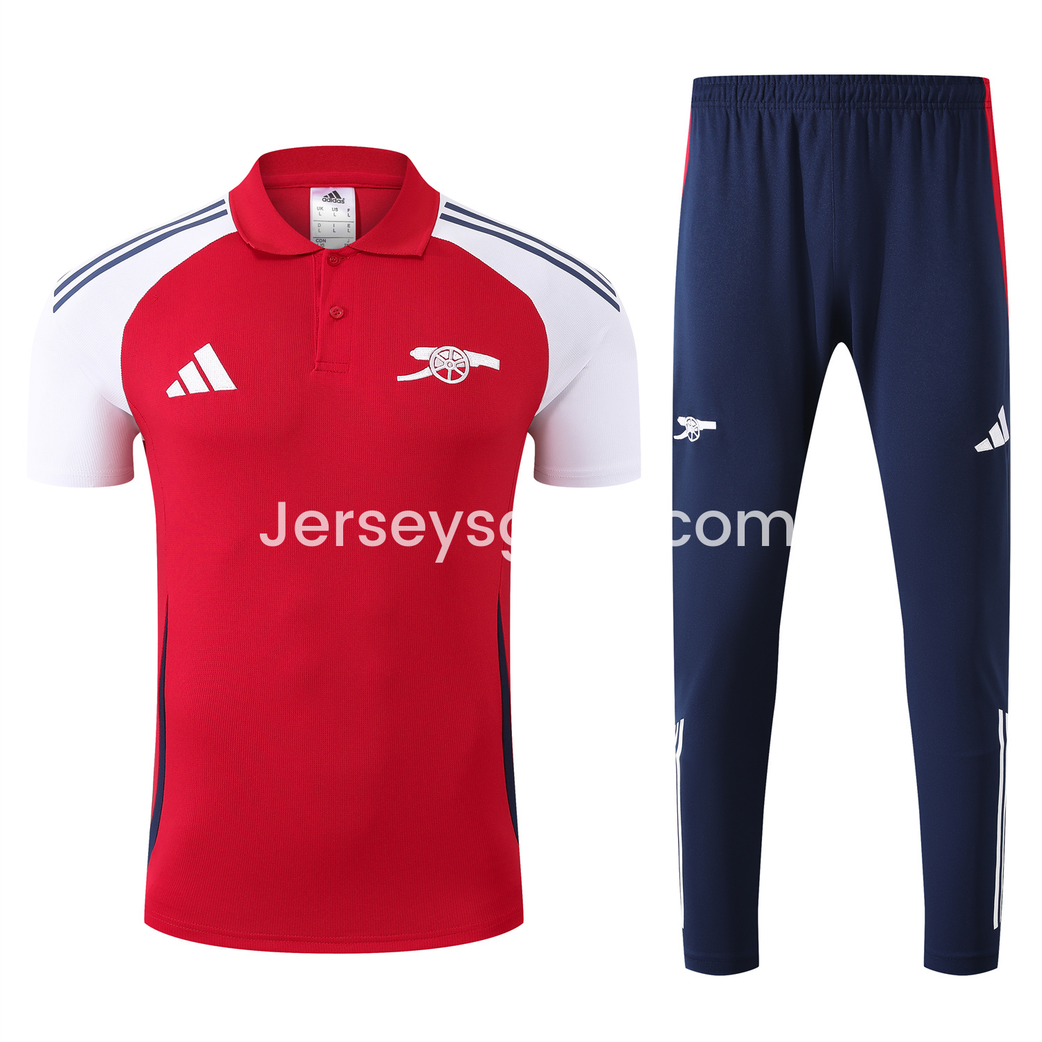 Arsenal 25-26 POLO Short-Sleeve Training Set - Red Top and Deep Blue Pants - SOCCERDEALSHOP