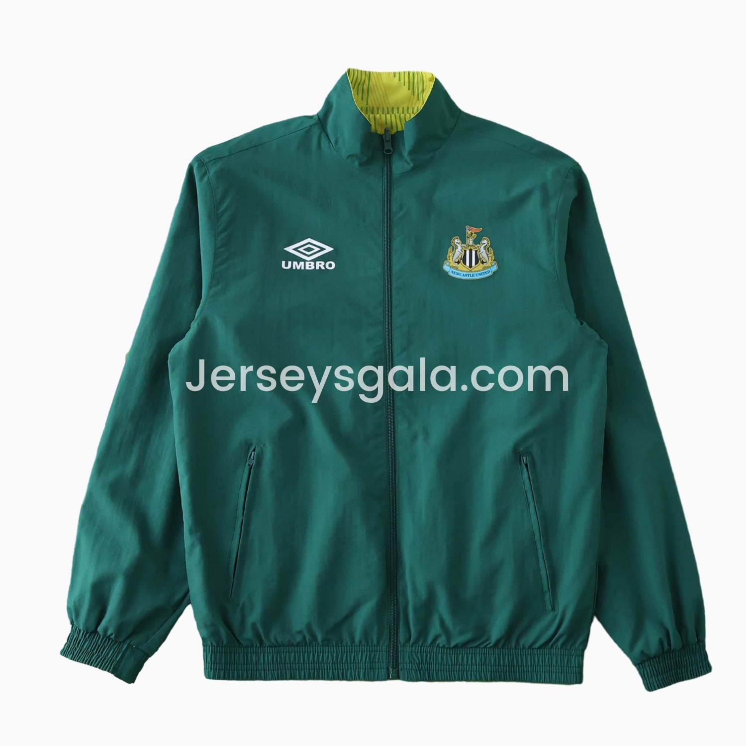 Newcastle United 24-25 Retro Style Double Sided Reversible Windbreaker - Green & Yellow - SOCCERDEALSHOP