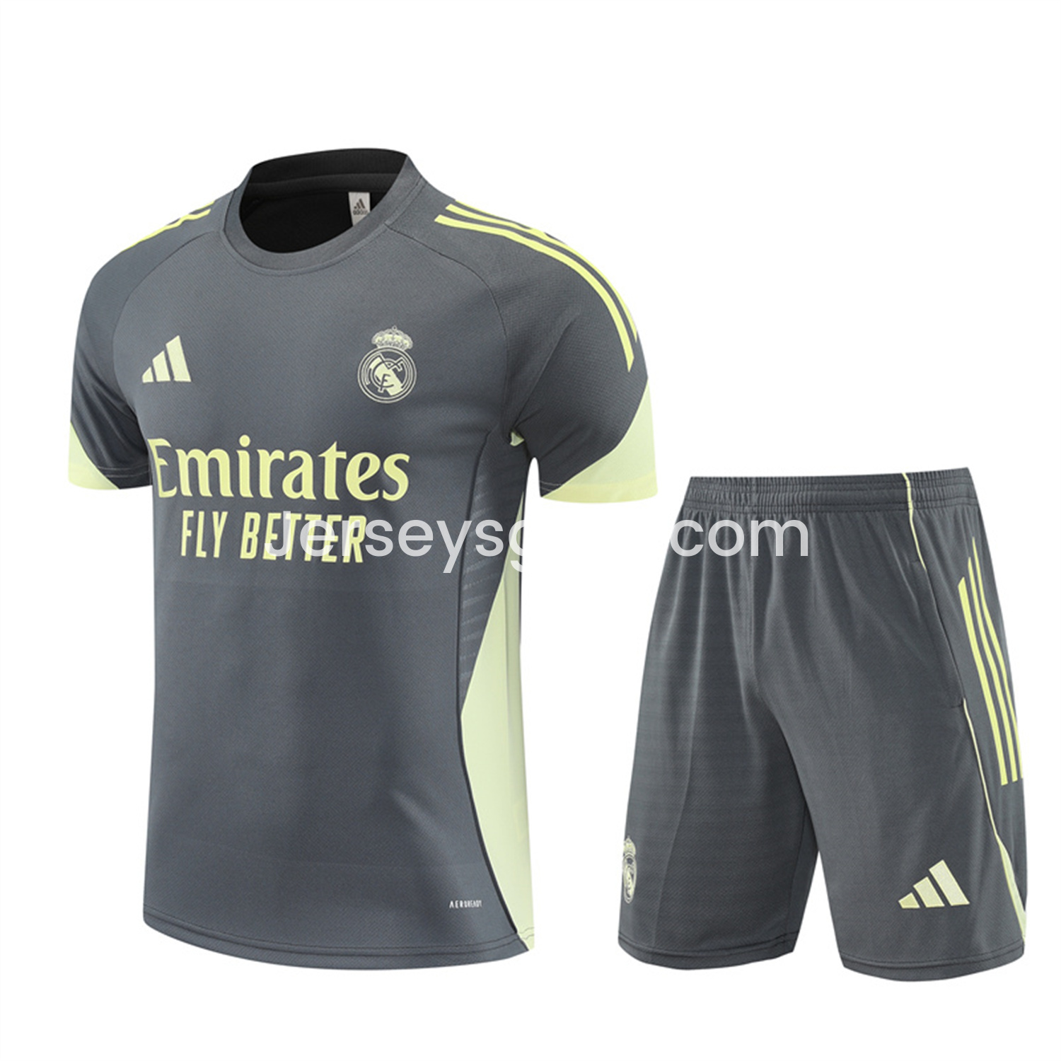 Real Madrid 25-26 Short-Sleeve Training Set - Deep Grey Top and Shorts - SOCCERDEALSHOP