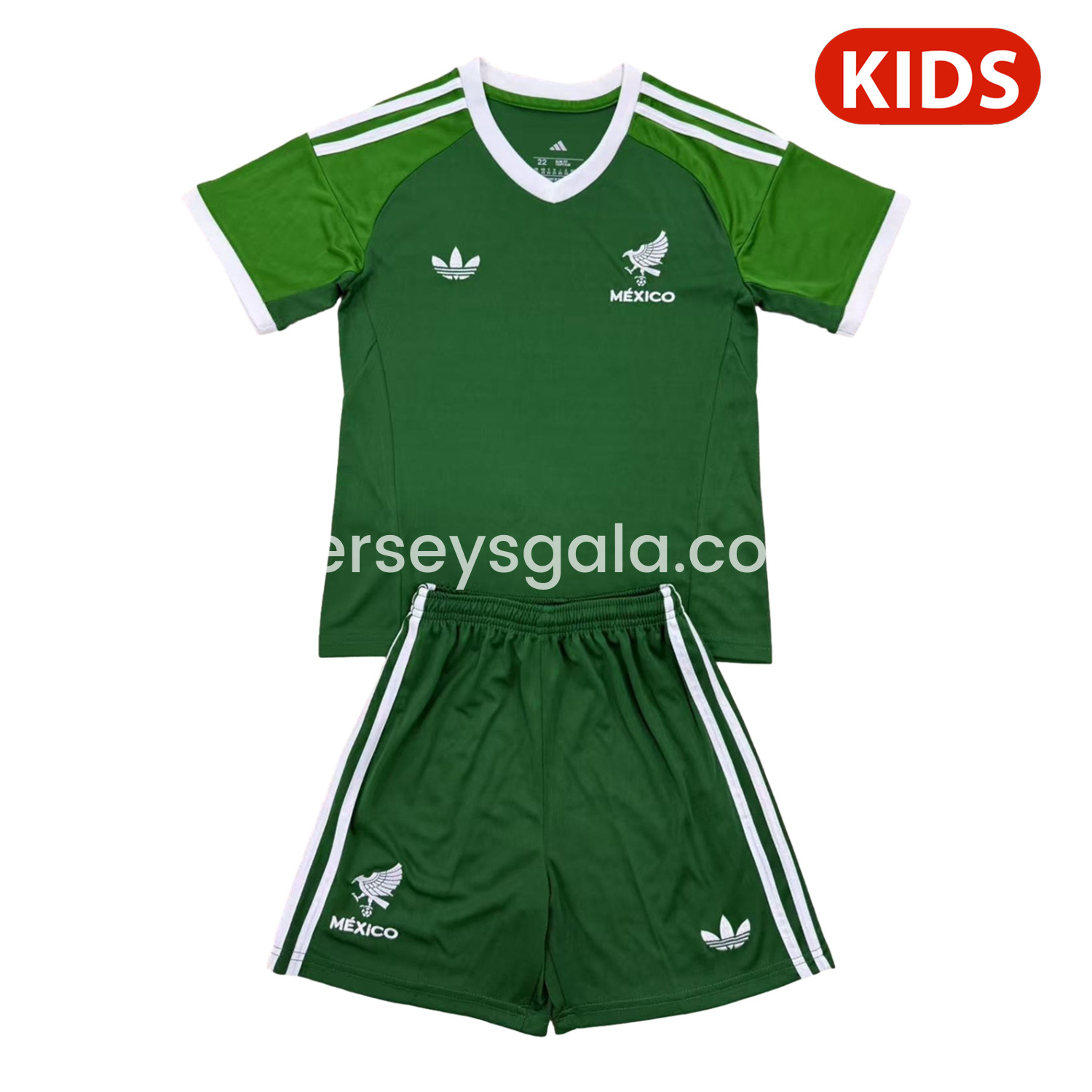 Mexico 2025 Throwback Trefoil Green Goalkeeper Kids Kit - SOCCERDEALSHOP