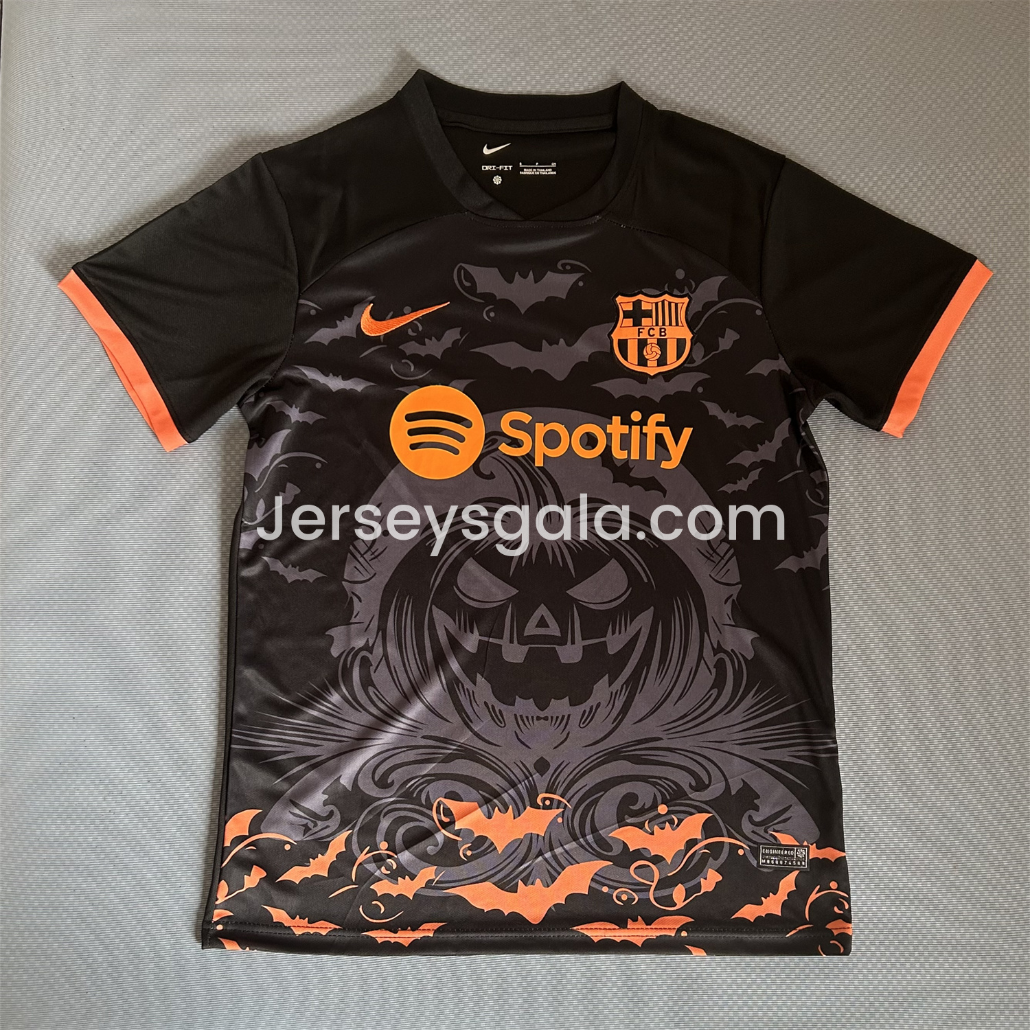 B.A.R.S.A 25-26 Halloween Pumpkin Silhouette Black Jersey - Fans Version - SOCCERDEALSHOP