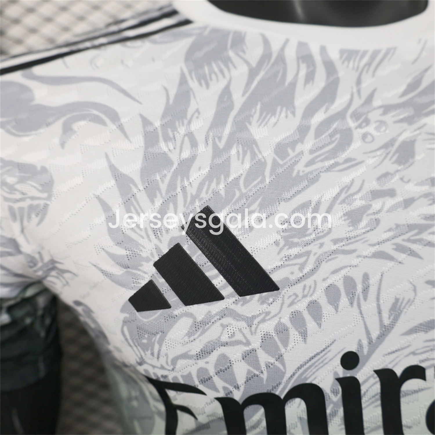 Real Madrid 25-26 Black Green Dragon Soars White Jersey - Player Version - SOCCERDEALSHOP