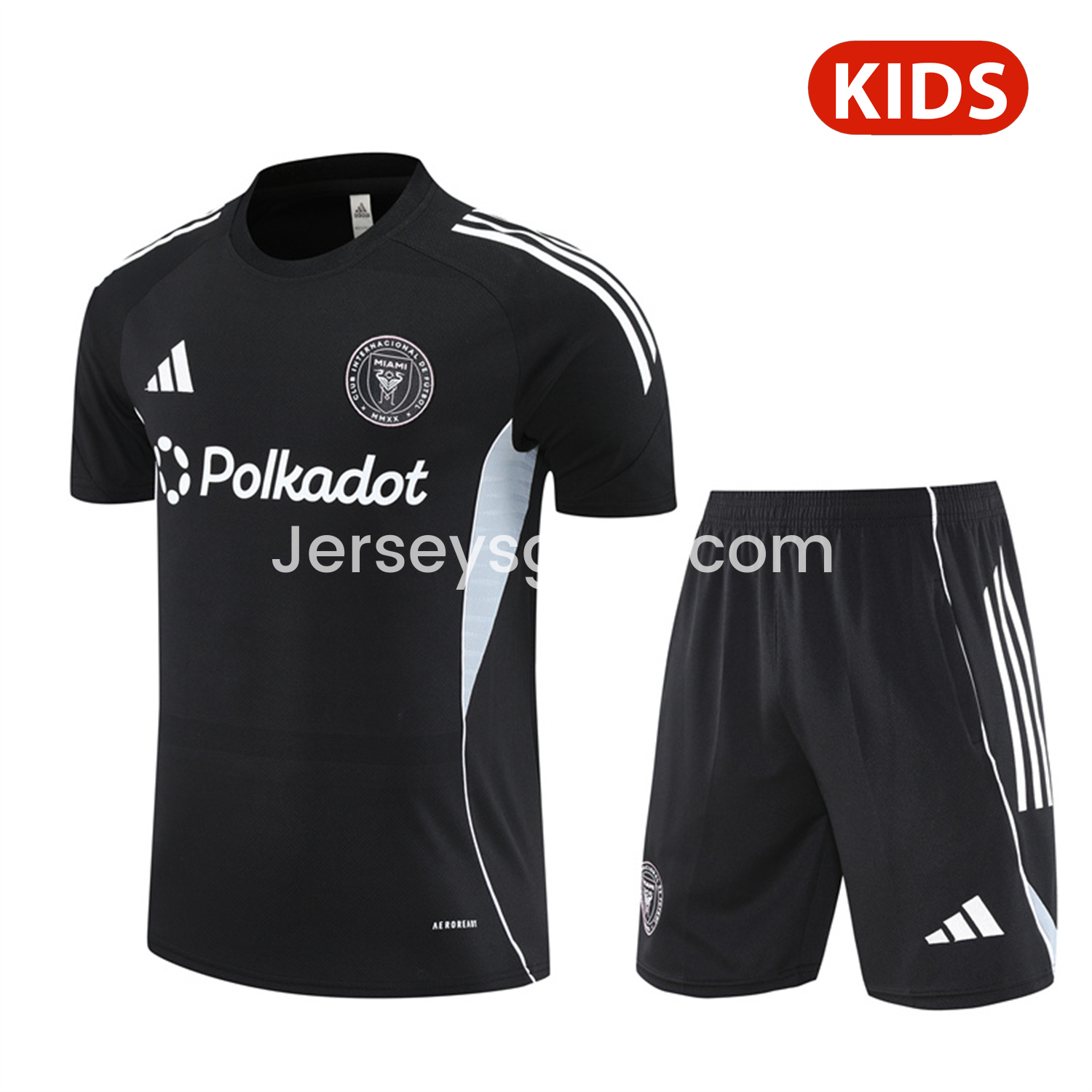 INT M.A.M 25-26 Kids Short-Sleeve Training Set - Black Top and Shorts - SOCCERDEALSHOP