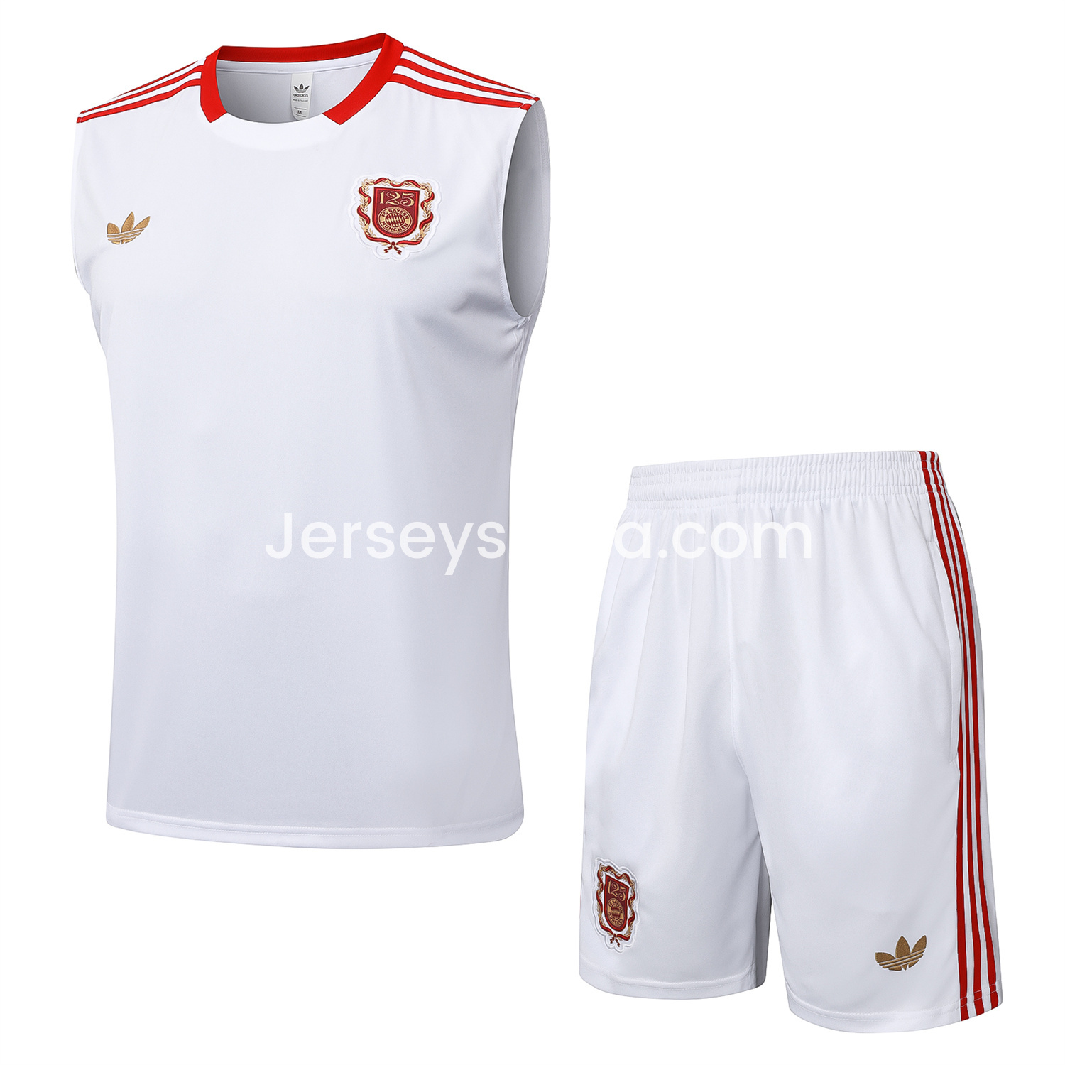 Bayern Munich 2025 125th Anniversary Vest Training Set - White Top and Shorts - SOCCERDEALSHOP