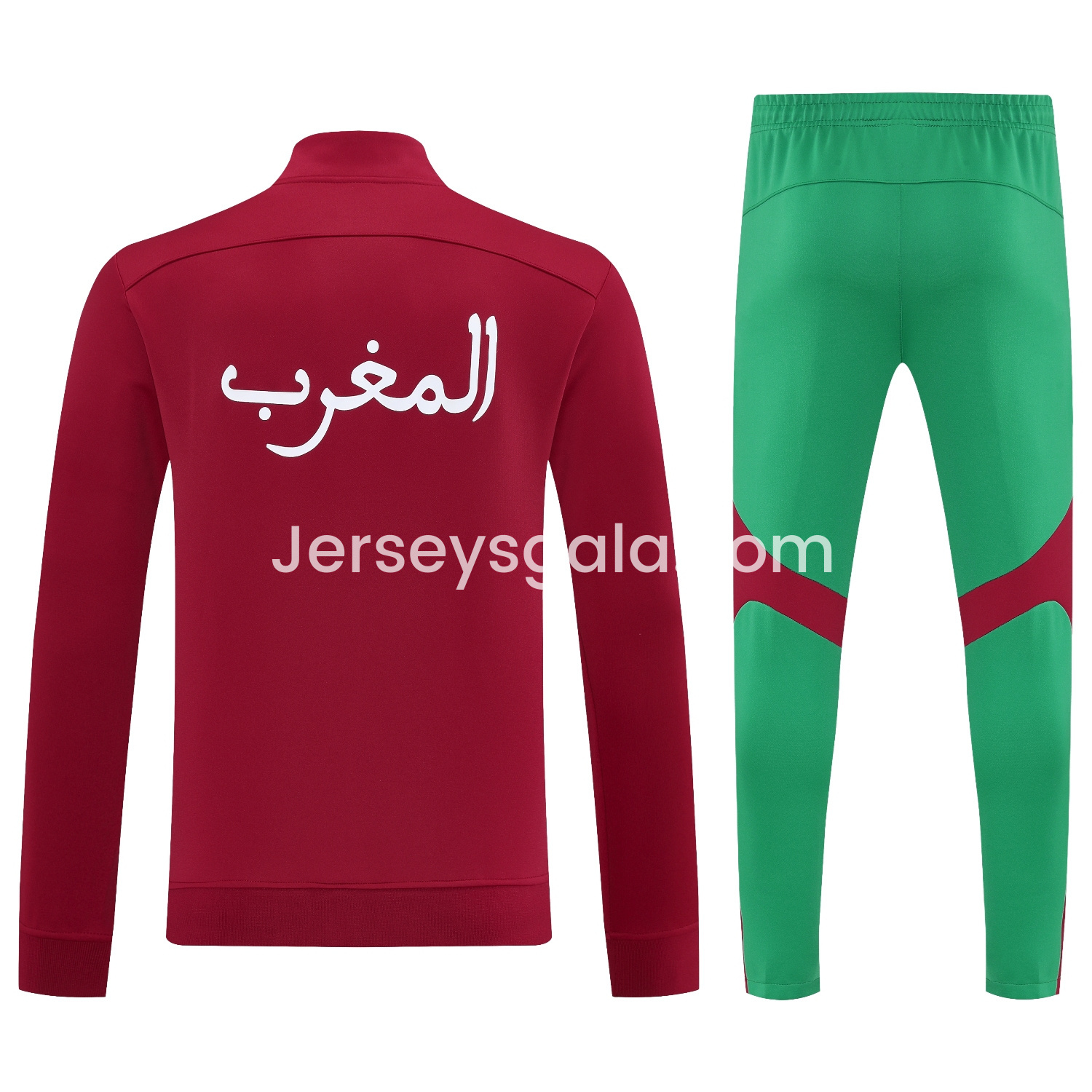 Morocco 25-26 Jacket Training Tracksuit - Red Jackets & Green Pants - SOCCERDEALSHOP