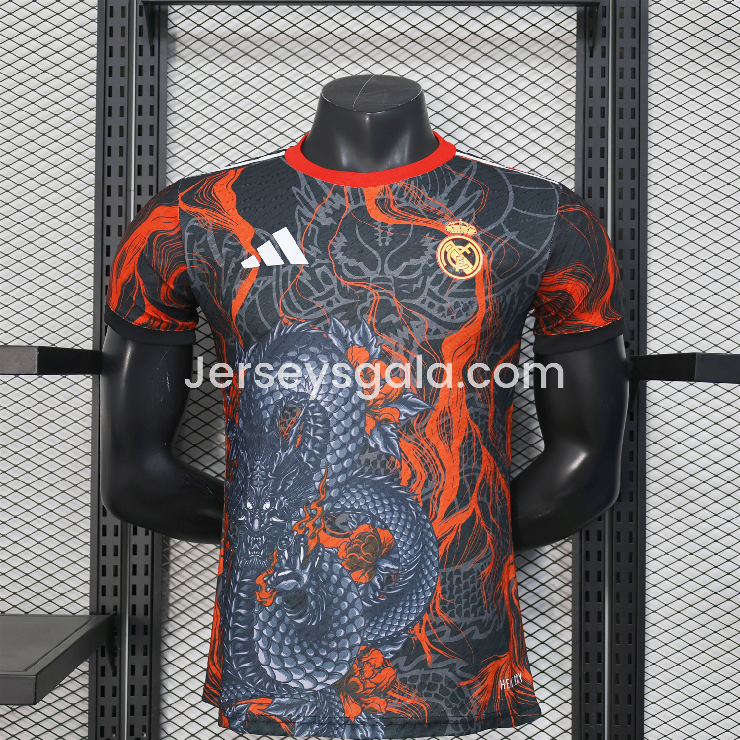 Real Madrid 25-26 Grey Chinese Loong and Red Fire Black Jersey - Player Version - SOCCERDEALSHOP
