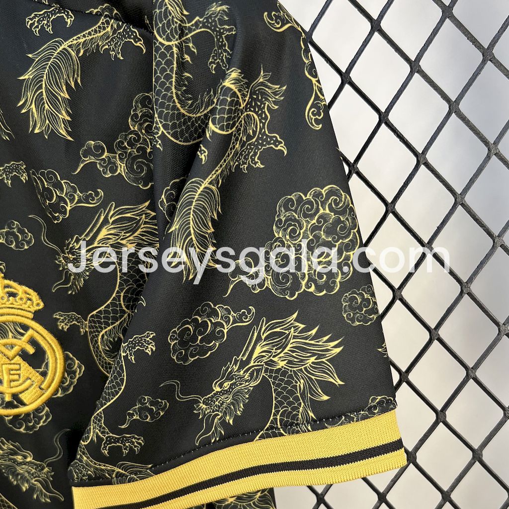 Real Madrid 25-26 Golden Chinese Dragon Pattern Black Jersey - Fans Version - SOCCERDEALSHOP