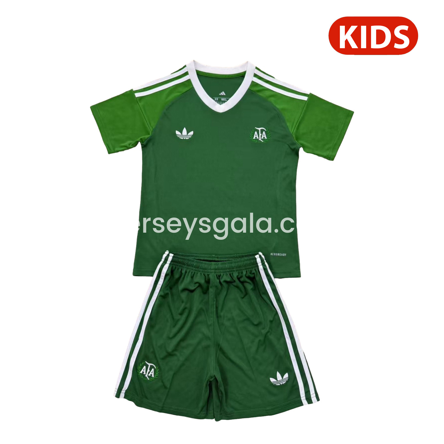 Argentina 25-26 Throwback Trefoil Green Goalkeeper Kids Kit - SOCCERDEALSHOP