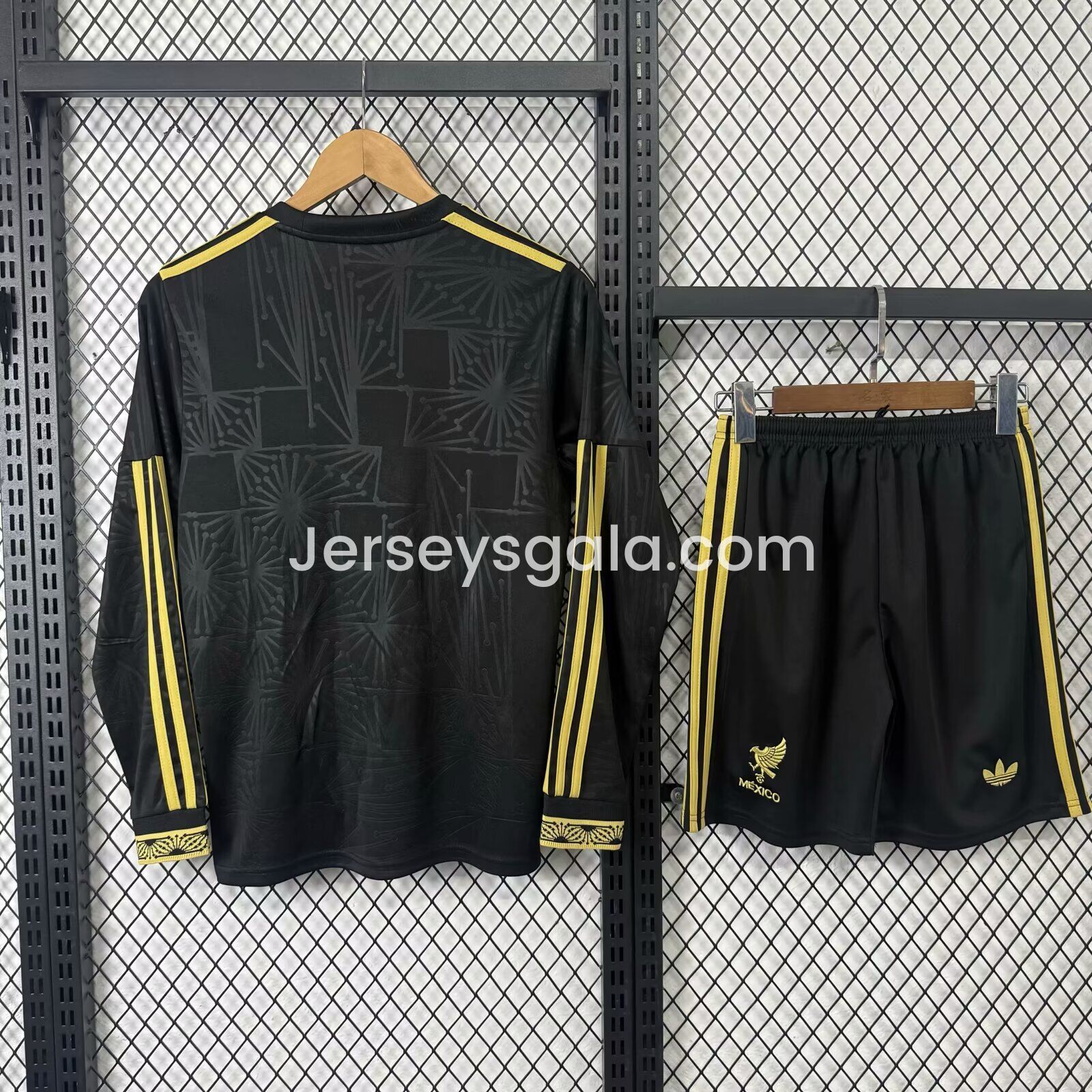 Mexico 2025 Gold Cup Black Long Sleeve Kids Kit - SOCCERDEALSHOP