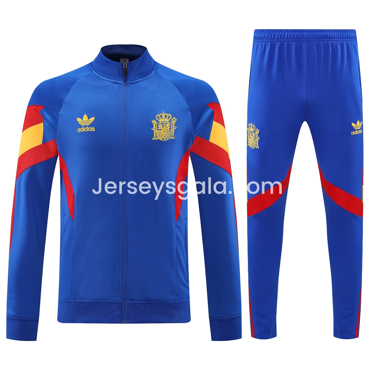 Spain 25-26 Jacket Training Tracksuit - Blue Jackets & Pants with Red and Yellow - SOCCERDEALSHOP