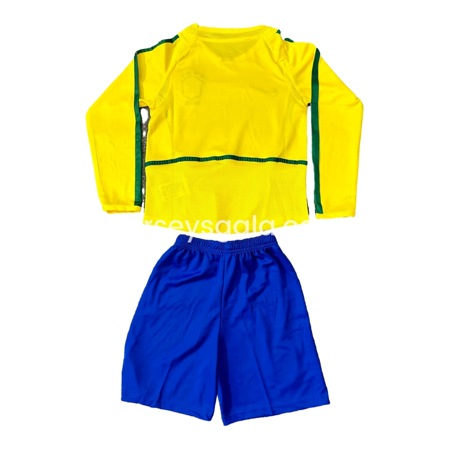 Retro Brazil 2002 Home Long Sleeves Kids Kit - SOCCERDEALSHOP