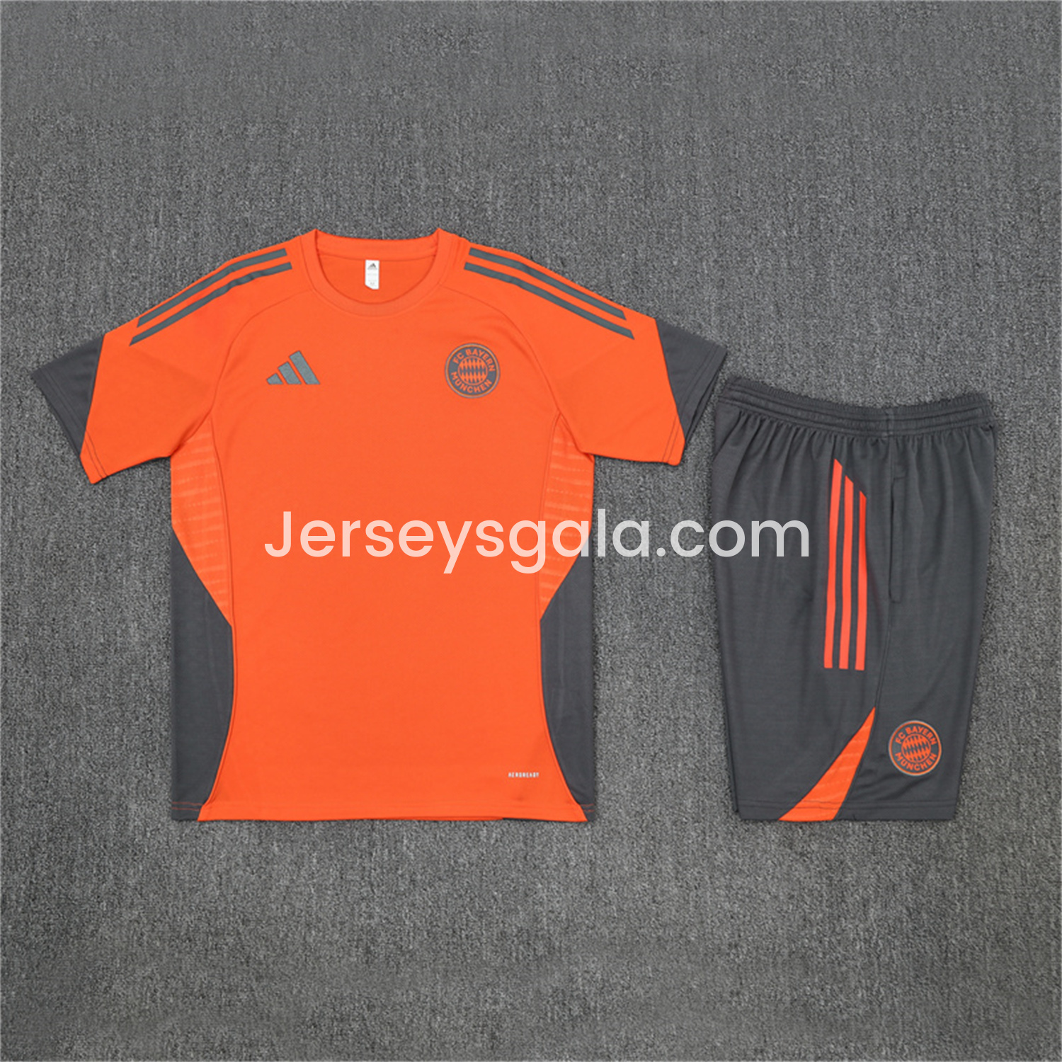 Bayern Munich 25-26 Short-Sleeve Training Set - Orange Top & Gray shorts - SOCCERDEALSHOP