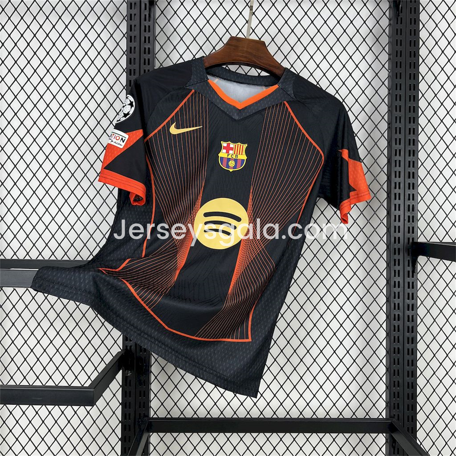 B.A.R.S.A 25-26 T90 Orange Lines Black Special Jersey - Fans Version - SOCCERDEALSHOP