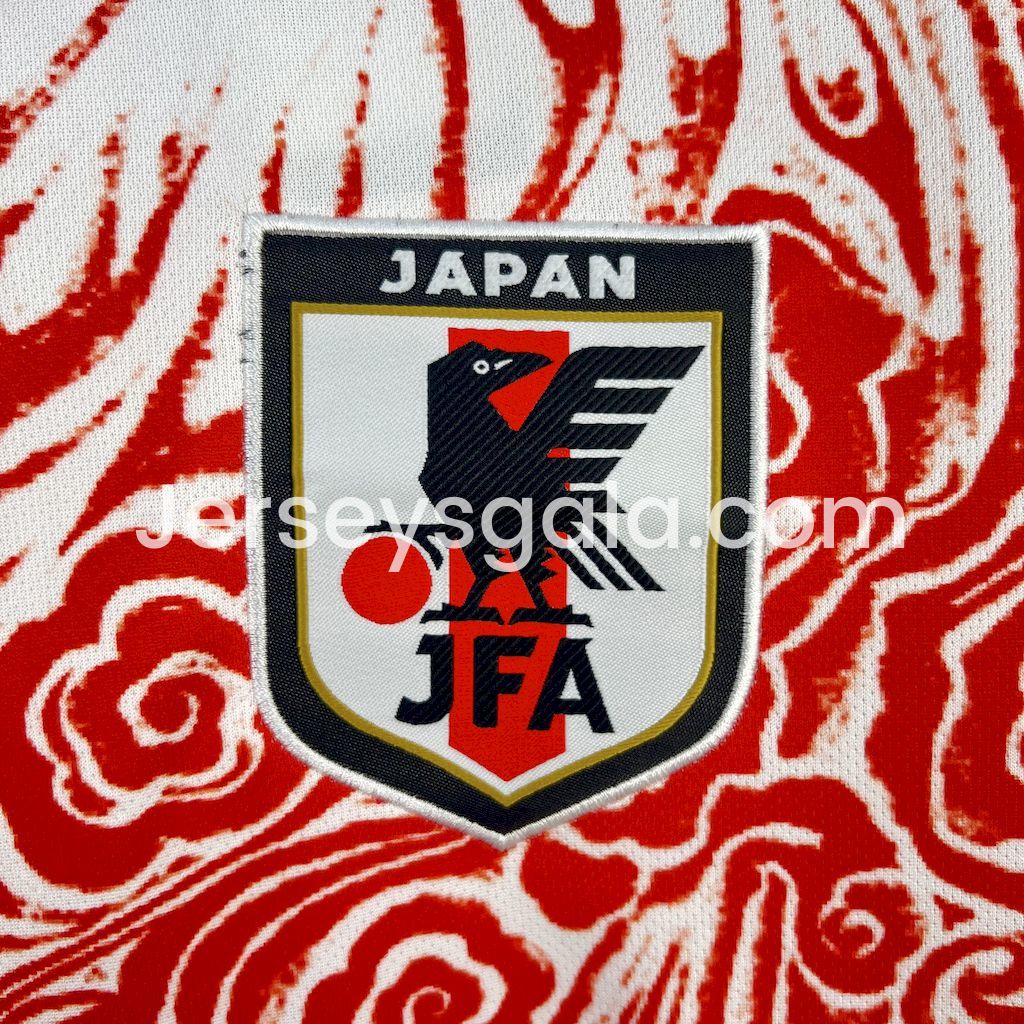 Japan 25-26 Y-3 Red Auspicious Cloud Pattern White Special Jersey - Fans Version - SOCCERDEALSHOP