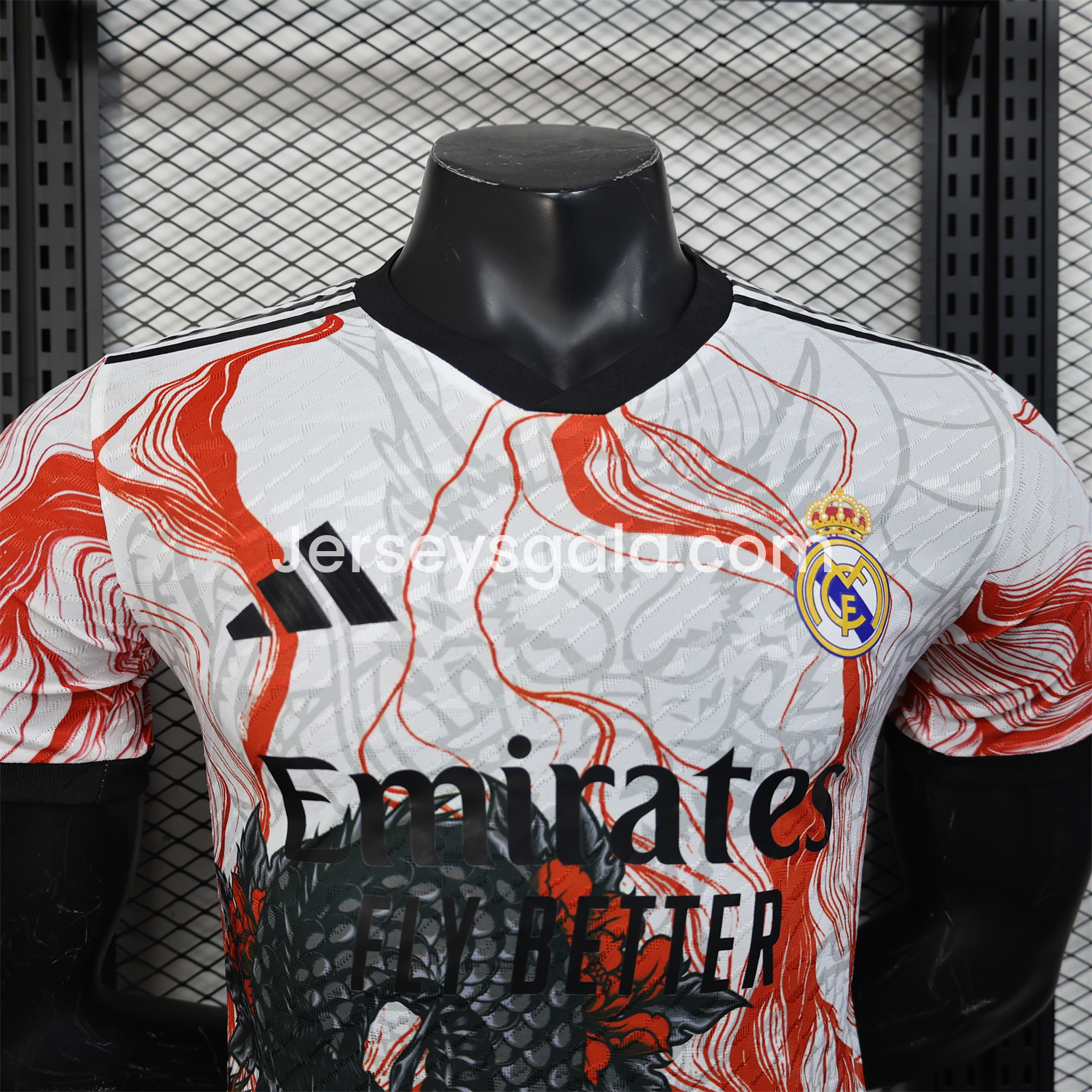 Real Madrid 24-25 Black & Red Loong White Jersey - Player Version - SOCCERDEALSHOP