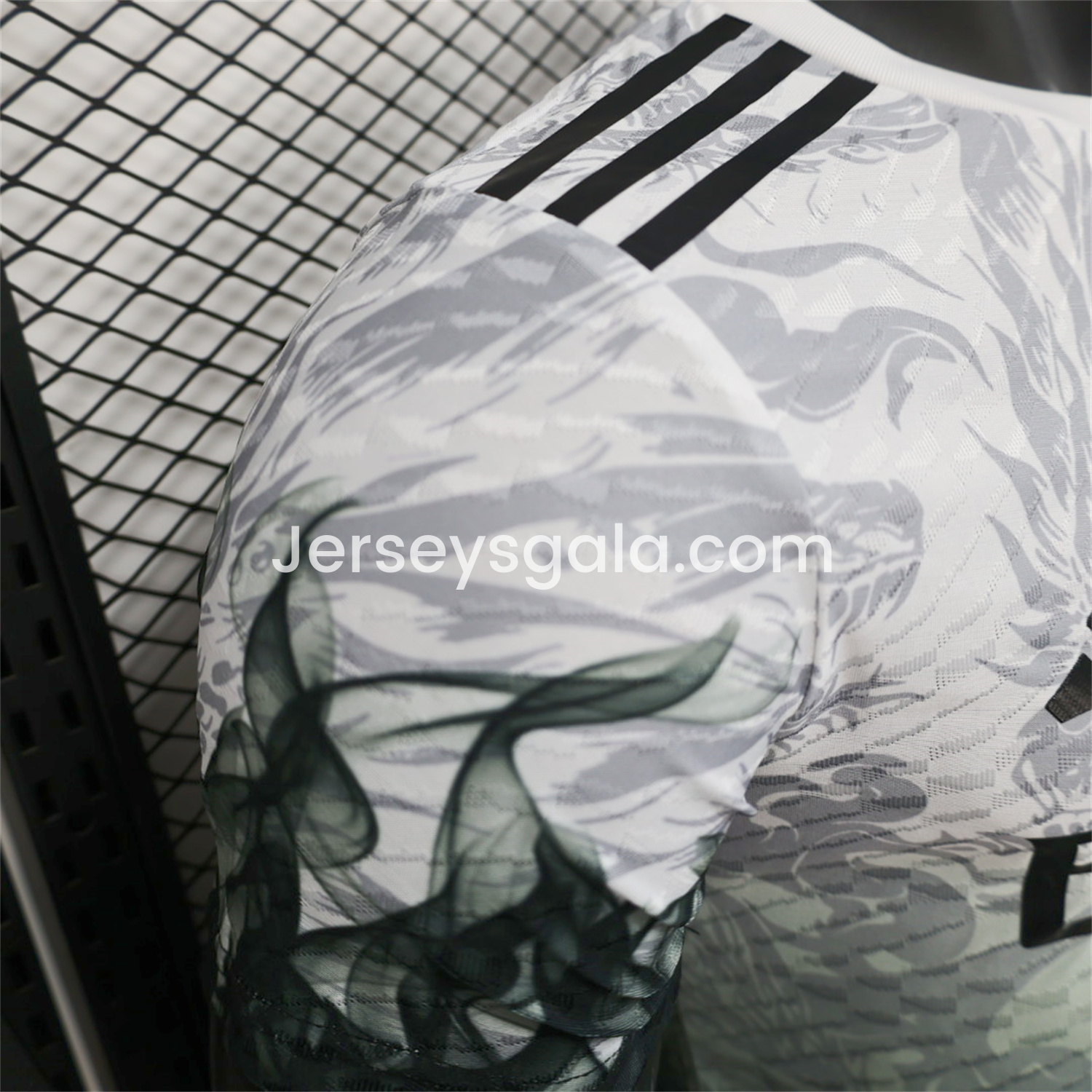 Real Madrid 25-26 Black Green Dragon Soars White Jersey - Player Version - SOCCERDEALSHOP