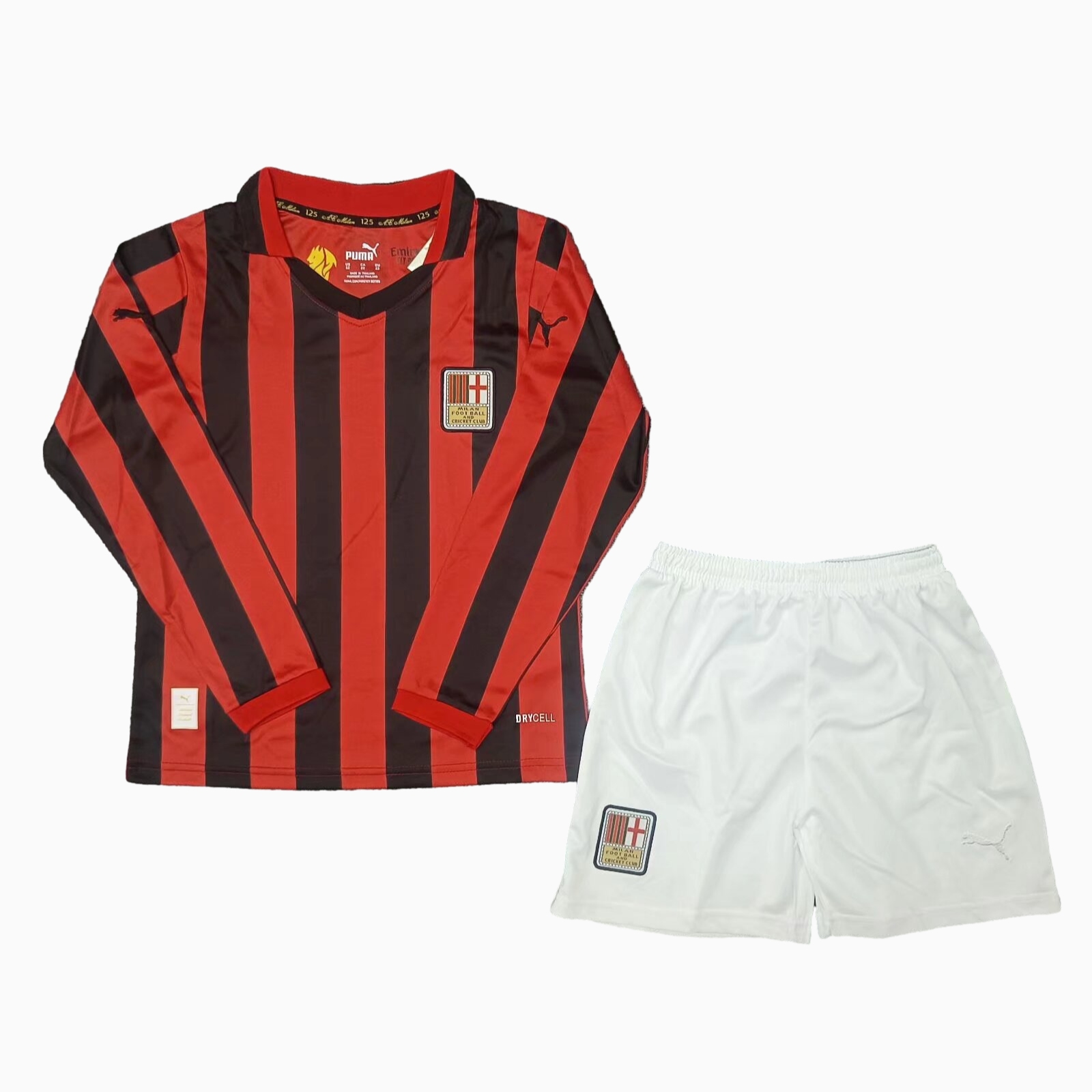 AC Milan 24-25 125th Anniversary Home Long Sleeves Kids Kit - SOCCERDEALSHOP