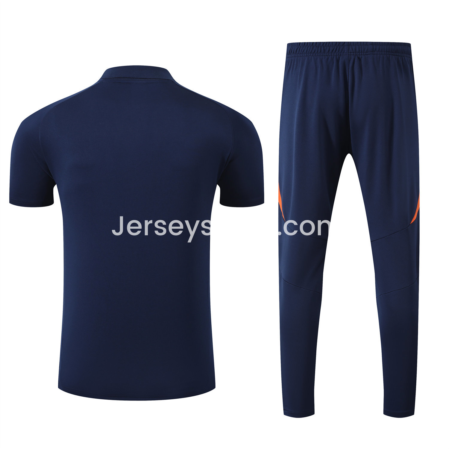 Juventus 25-26 POLO Short-Sleeve Training Set - Deep Blue Top and Pants with Orange Stripes - SOCCERDEALSHOP