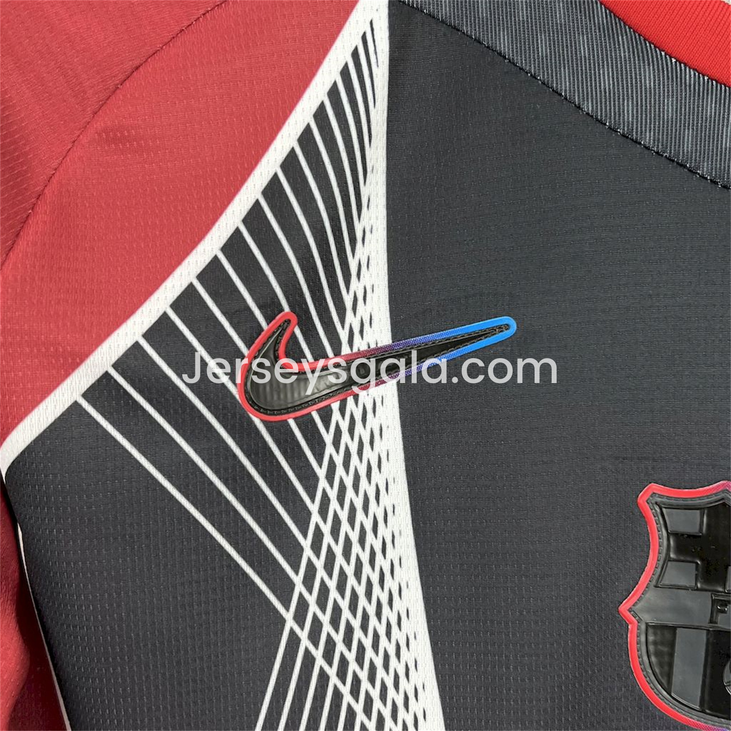 B.A.R.S.A 25-26 T90 Red Black Gradient and White Lines Special Jersey - Fans Version - SOCCERDEALSHOP