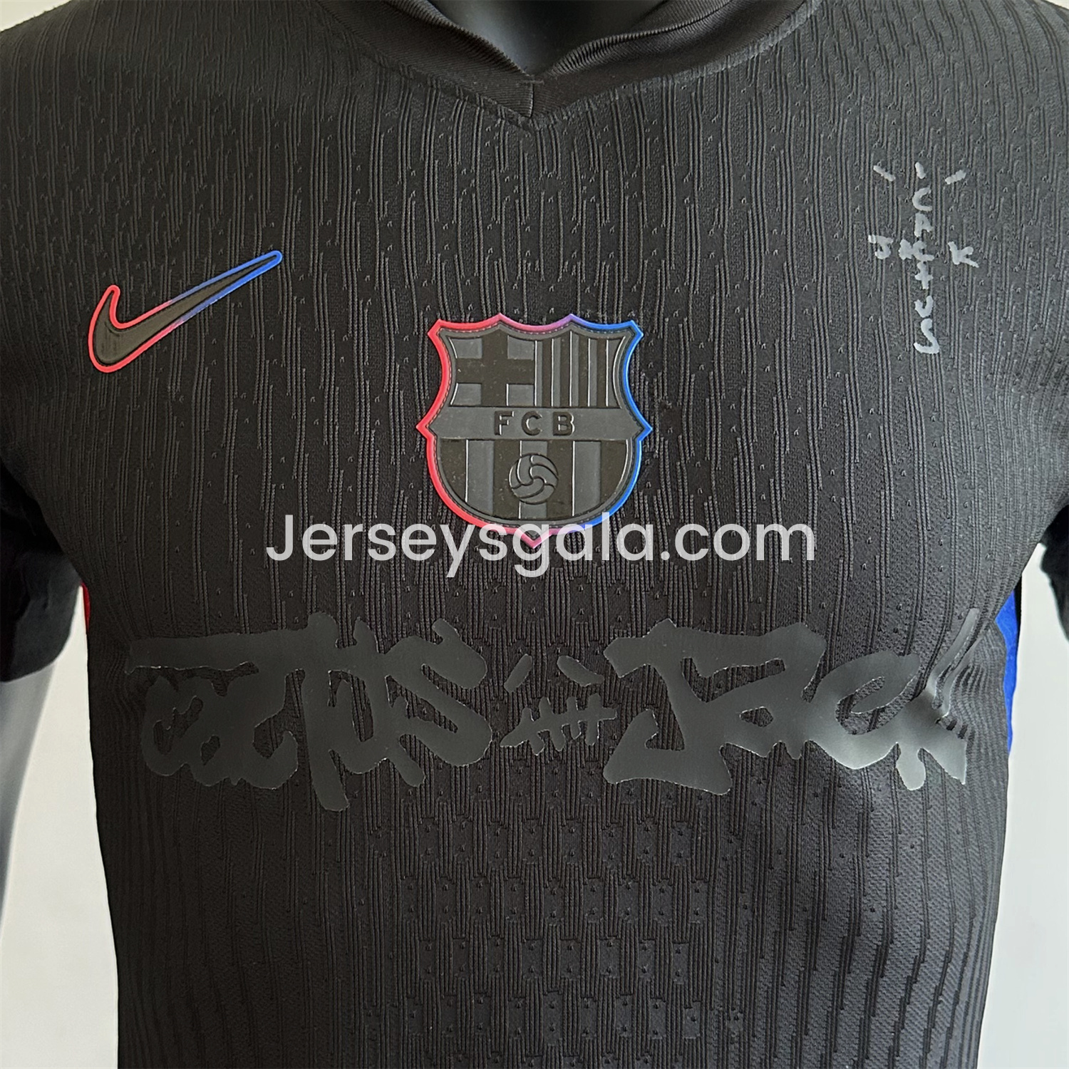 【New】B.A.R.S.A x Travis Scott 24-25 Away Pure Black Jersey - Player Version - SOCCERDEALSHOP