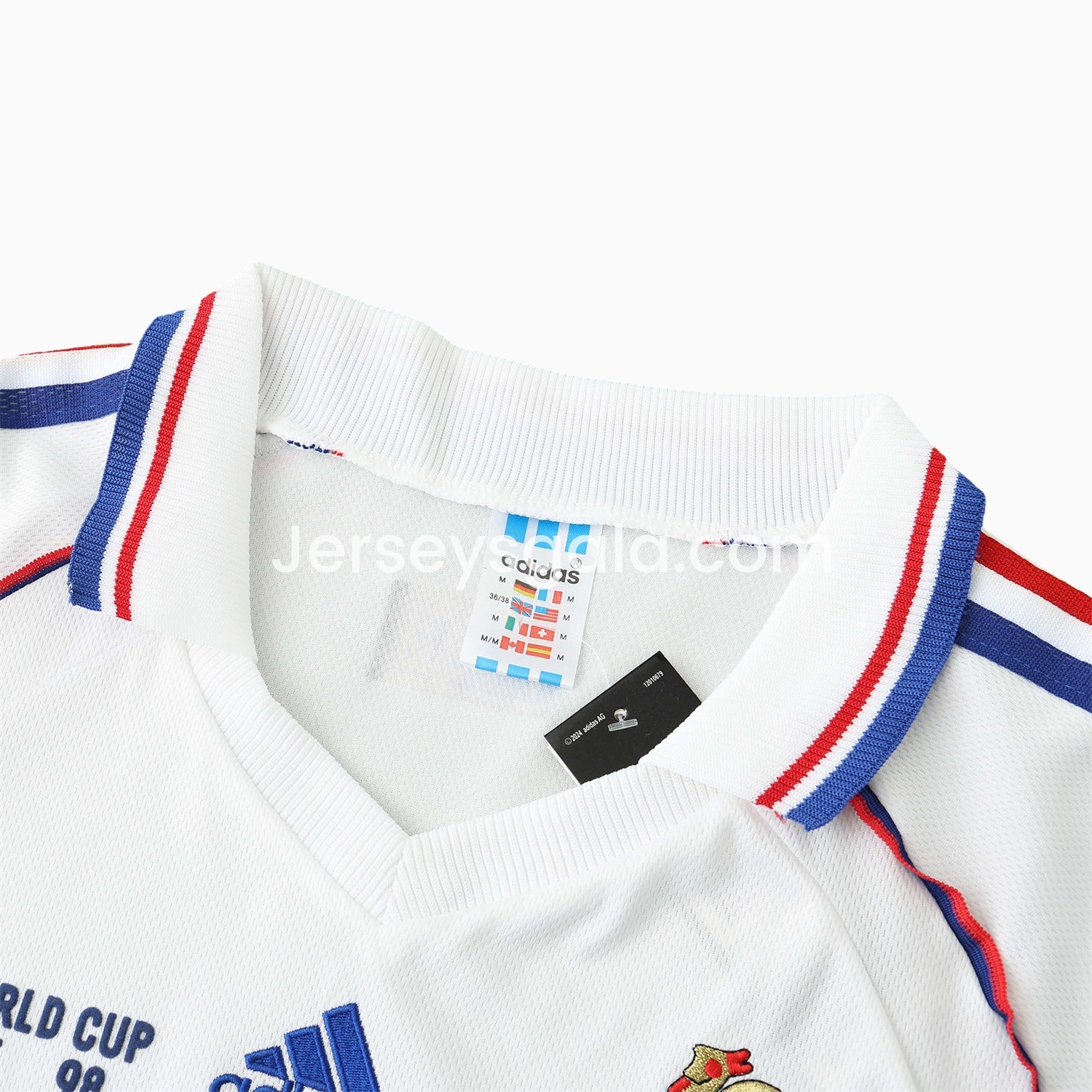 Retro France 1998 Away Long Sleeves Jersey (with 1998 World Cup mark on right chest) - SOCCERDEALSHOP