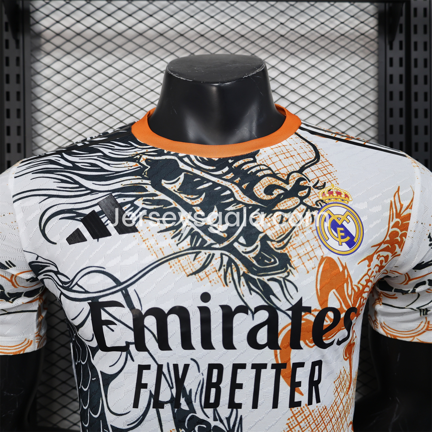 Real Madrid 24-25 Black & Orange Loong White Jersey - Player Version - SOCCERDEALSHOP