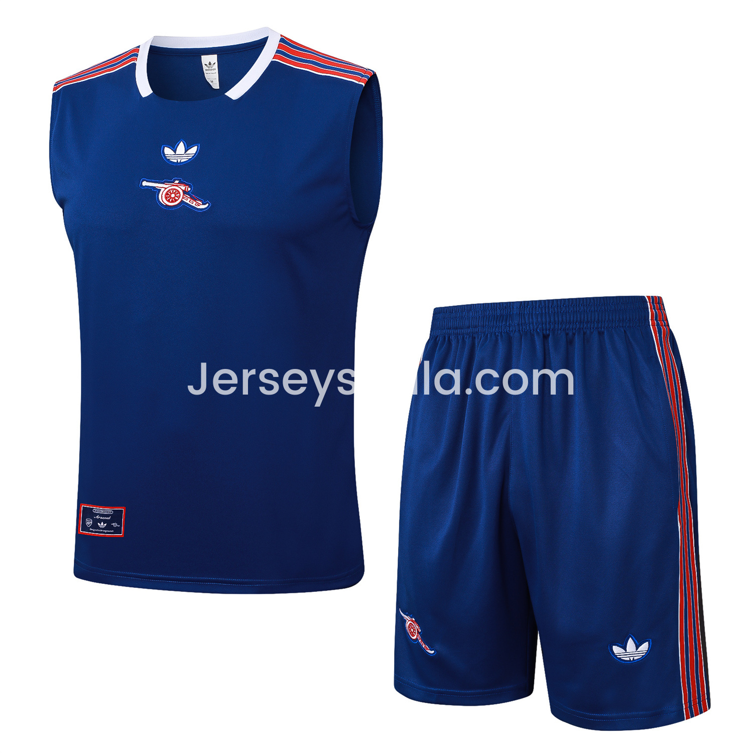 Arsenal 25-26 Throwback Trefoil Vest Training Set - Royal Blue Vest and Shorts - SOCCERDEALSHOP