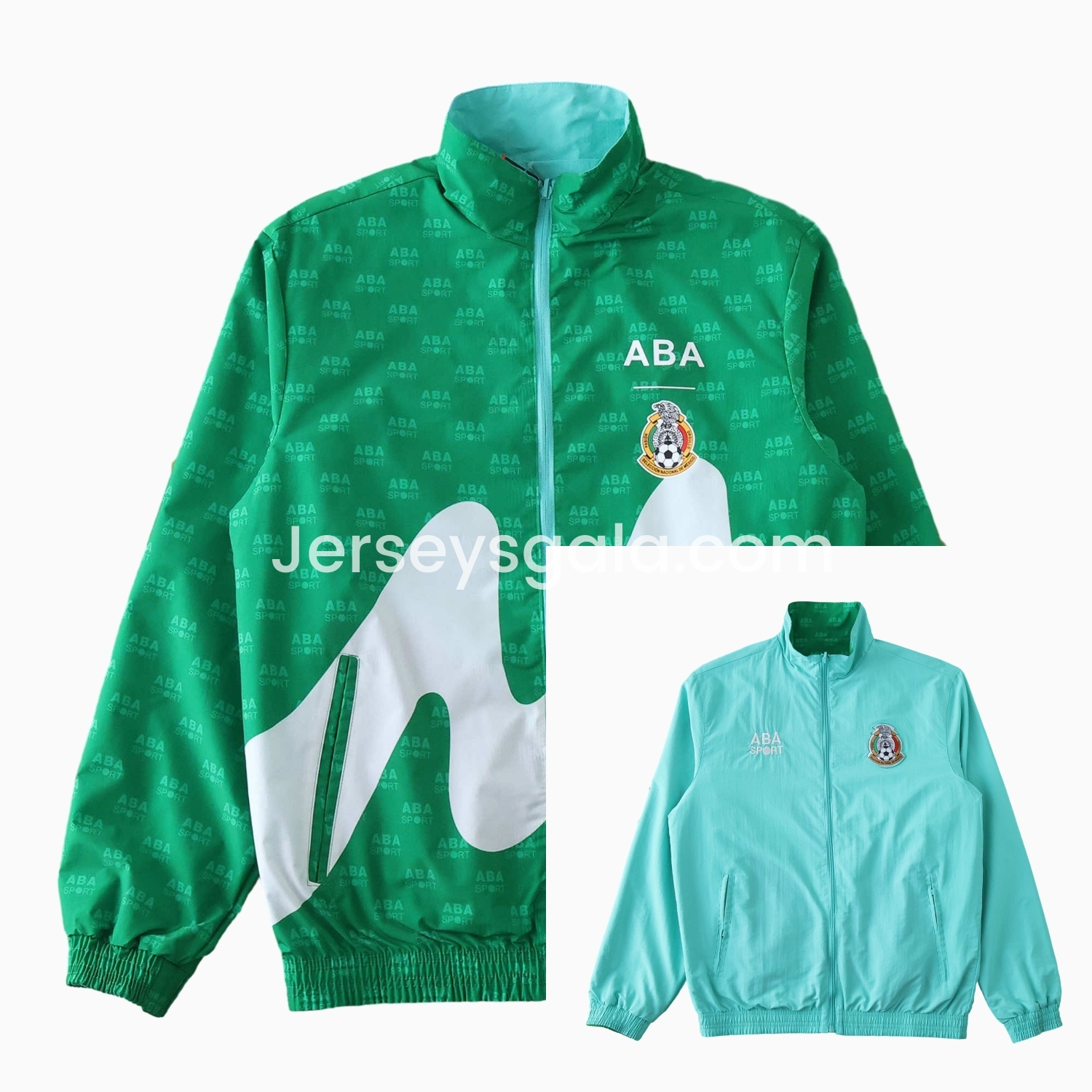 Retro Mexico 1995 Retro Style Double Sided Reversible Windbreaker - Green & Blue - SOCCERDEALSHOP