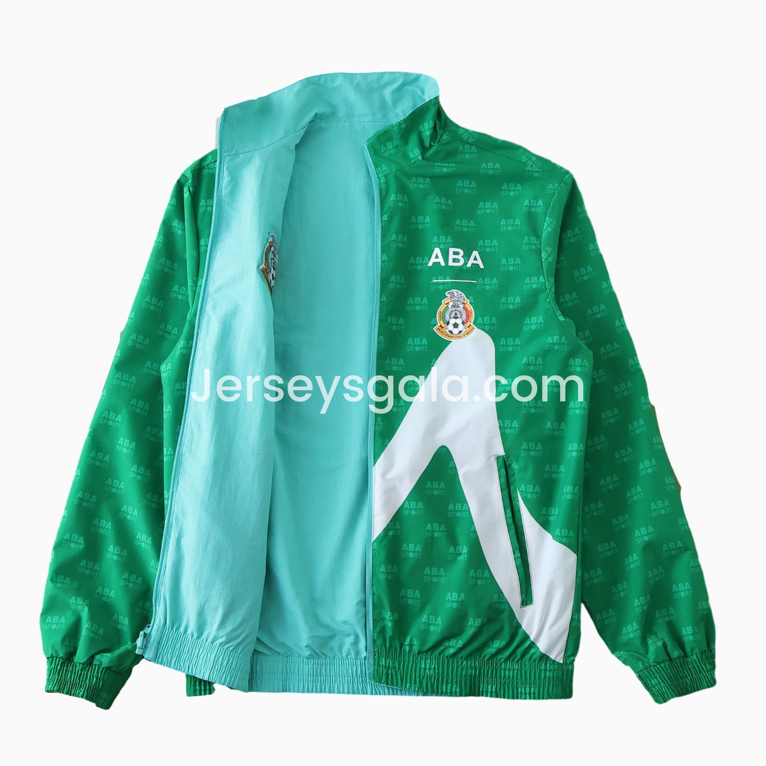 Retro Mexico 1995 Retro Style Double Sided Reversible Windbreaker - Green & Blue - SOCCERDEALSHOP