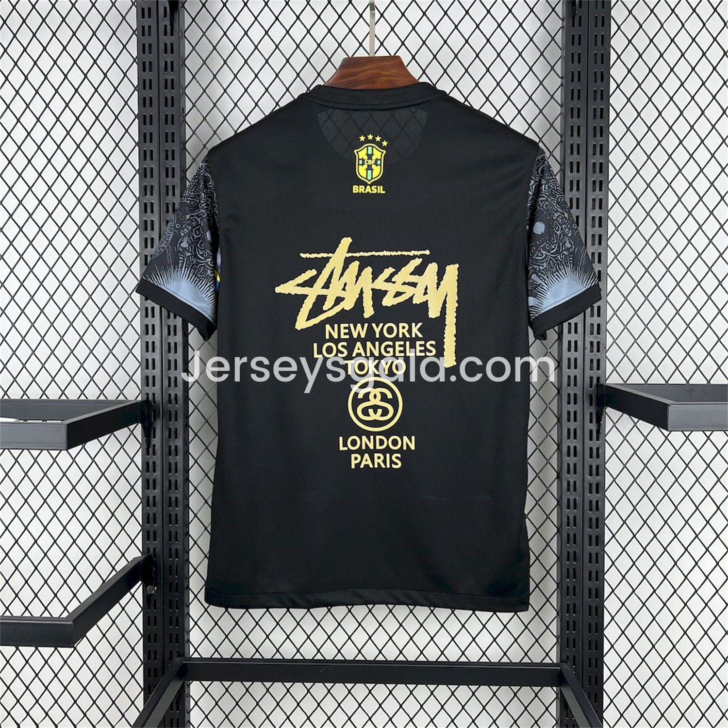 Brazil 2024-25 X STUSSY Black Christ the Redeemer Statue Jersey - Fans Version - SOCCERDEALSHOP