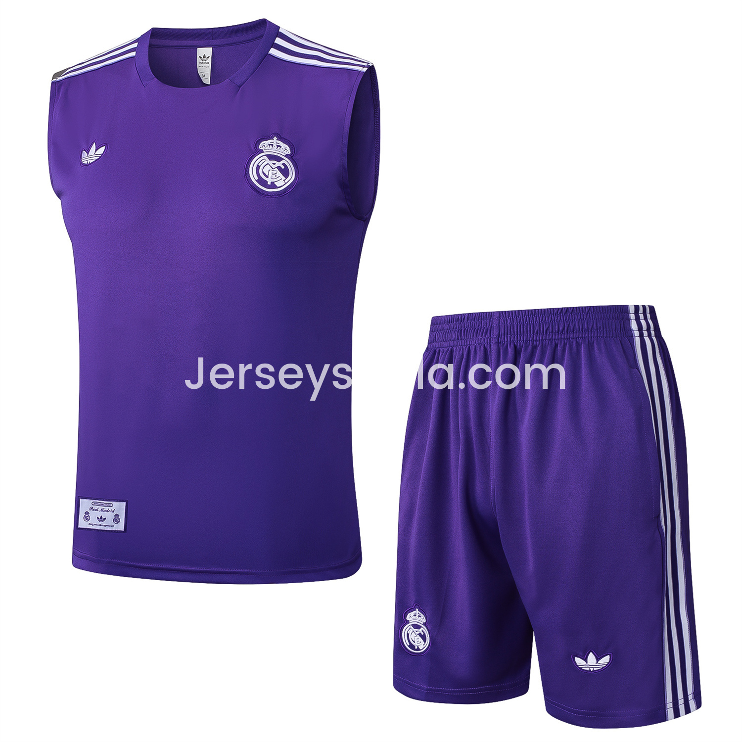 Real Madrid 25-26 Throwback Trefoil Vest Training Set - Purple - SOCCERDEALSHOP