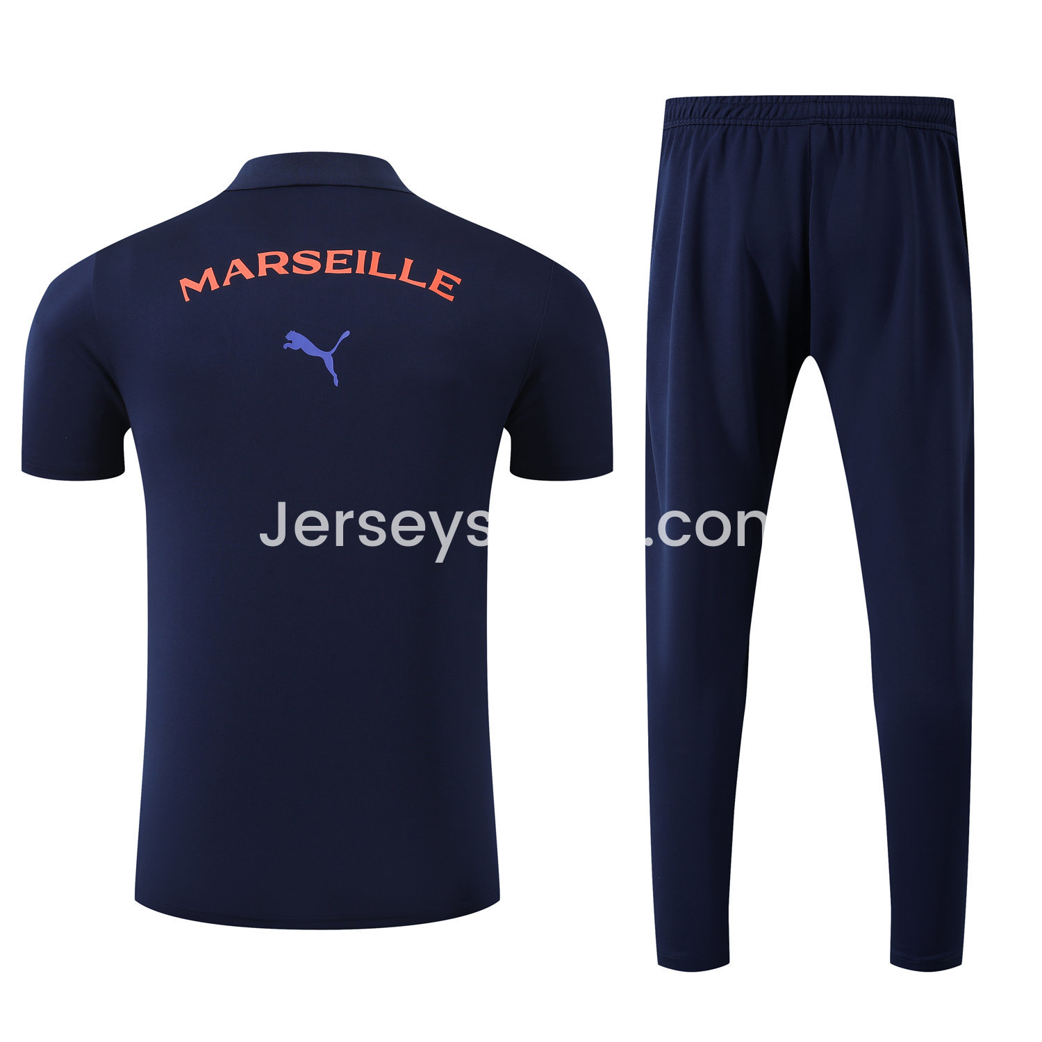 Marseille 25-26 POLO Short-Sleeve Training Set - Deep Blue Top and Pants - SOCCERDEALSHOP