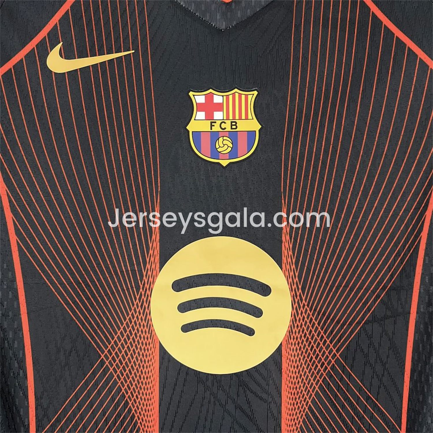 B.A.R.S.A 25-26 T90 Orange Lines Black Special Jersey - Fans Version - SOCCERDEALSHOP