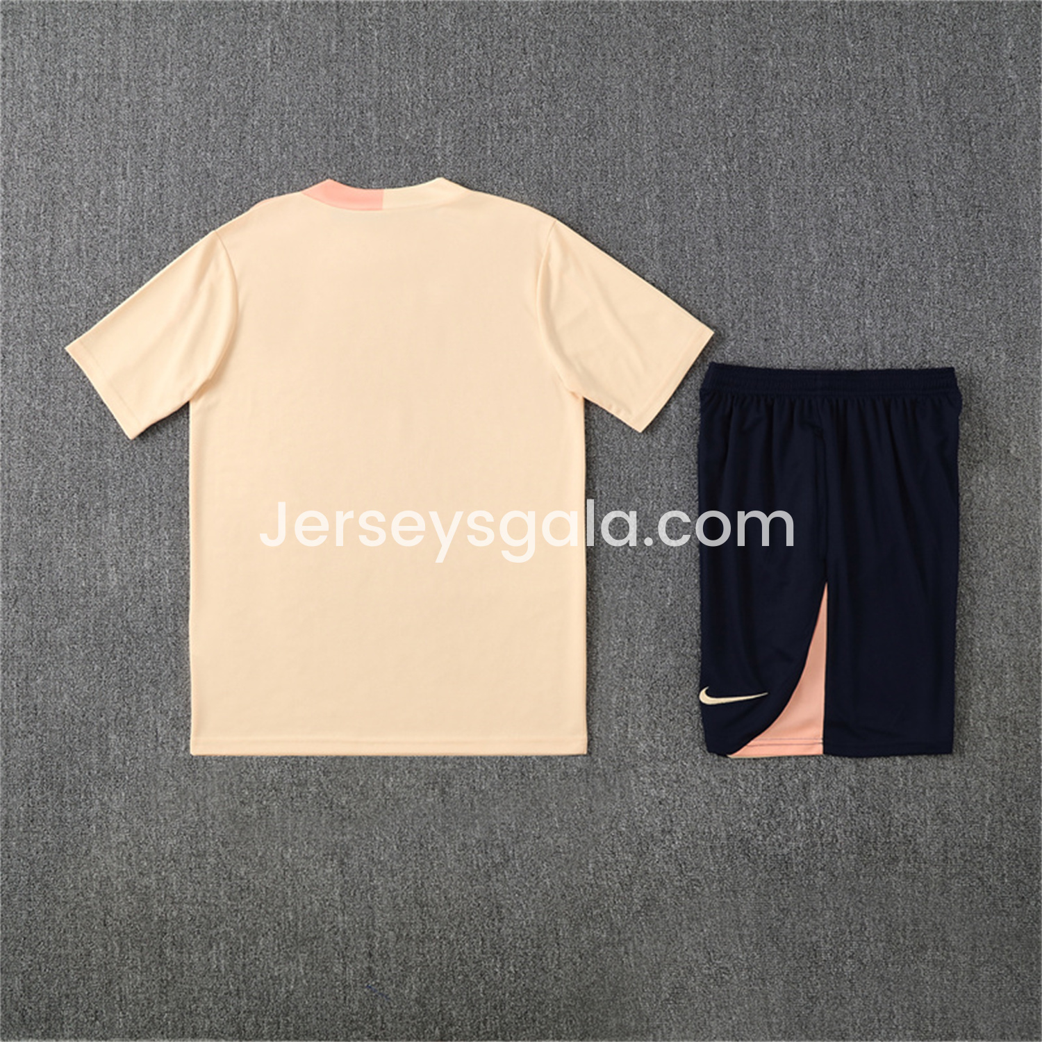 B.A.R.S.A 25-26 Short-Sleeve Training Set - Beige Top & Blue Shorts - SOCCERDEALSHOP
