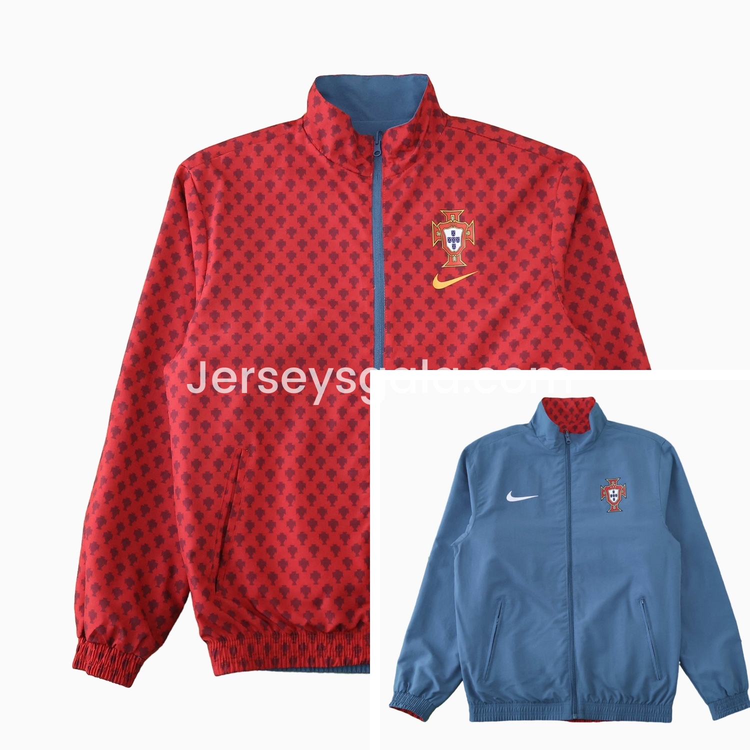 Portugal 24-25 Double Sided Reversible Windbreaker - Red & Blue - SOCCERDEALSHOP
