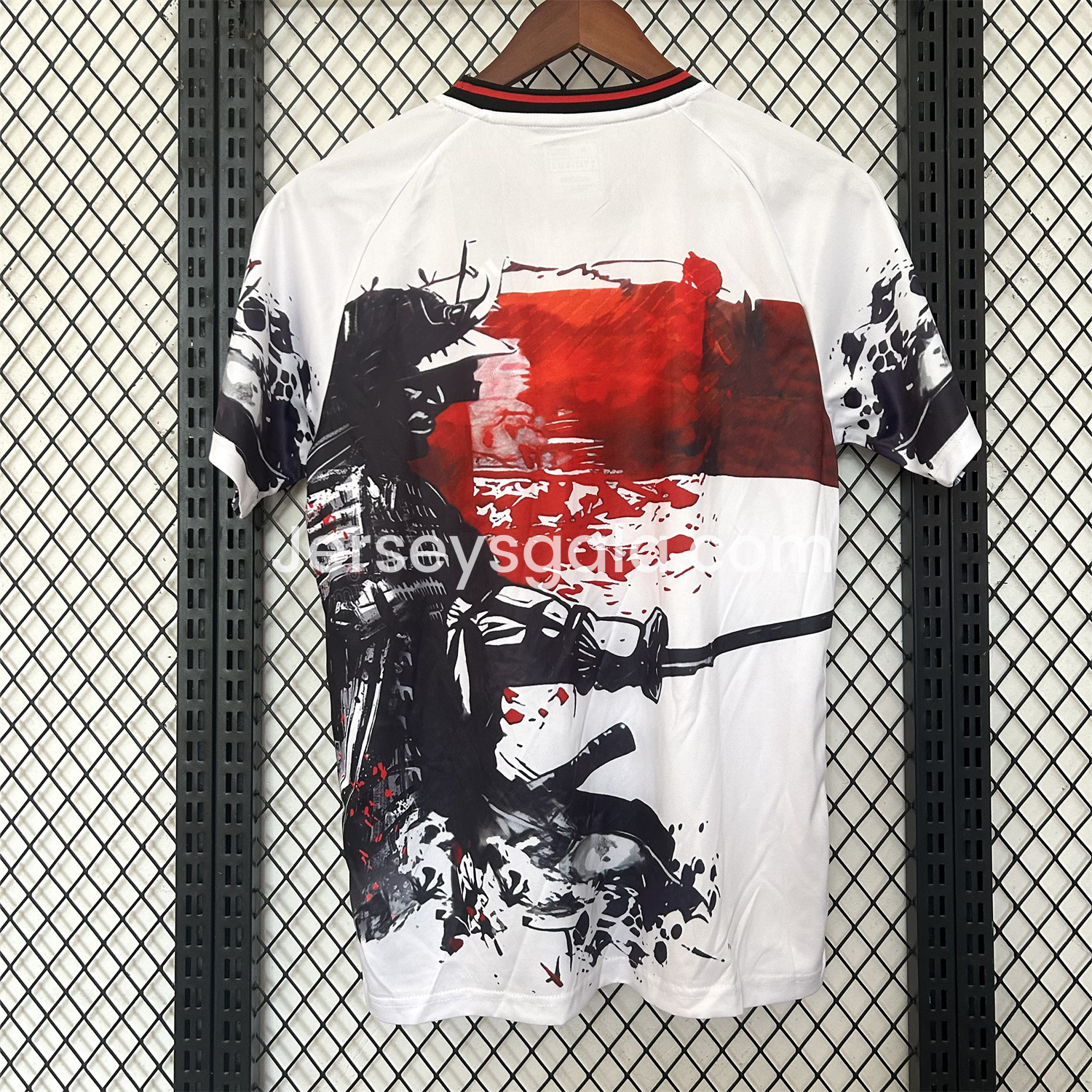 Japan 25-26 Black Samurai Silhouette White Jersey - Fans Version - SOCCERDEALSHOP
