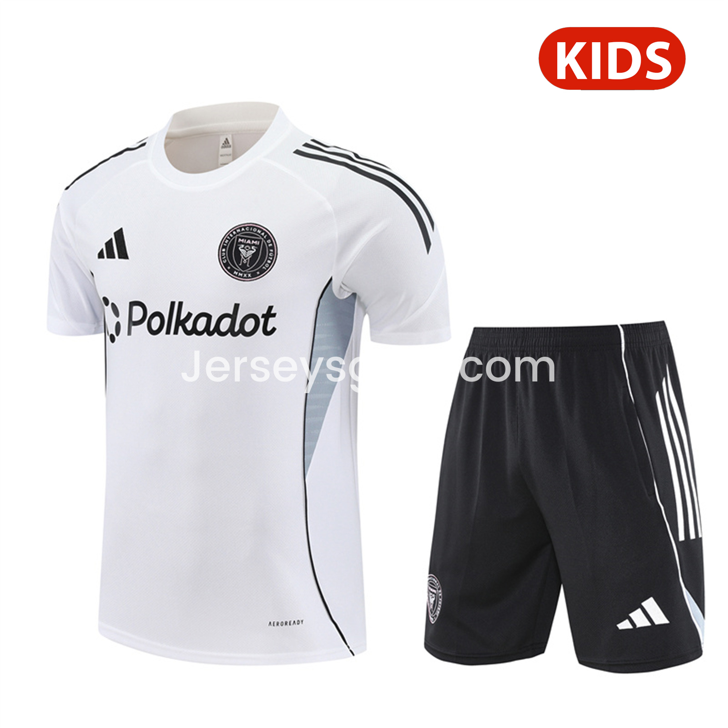 INT M.A.M 25-26 Kids Short-Sleeve Training Set - White Top and Black Shorts - SOCCERDEALSHOP
