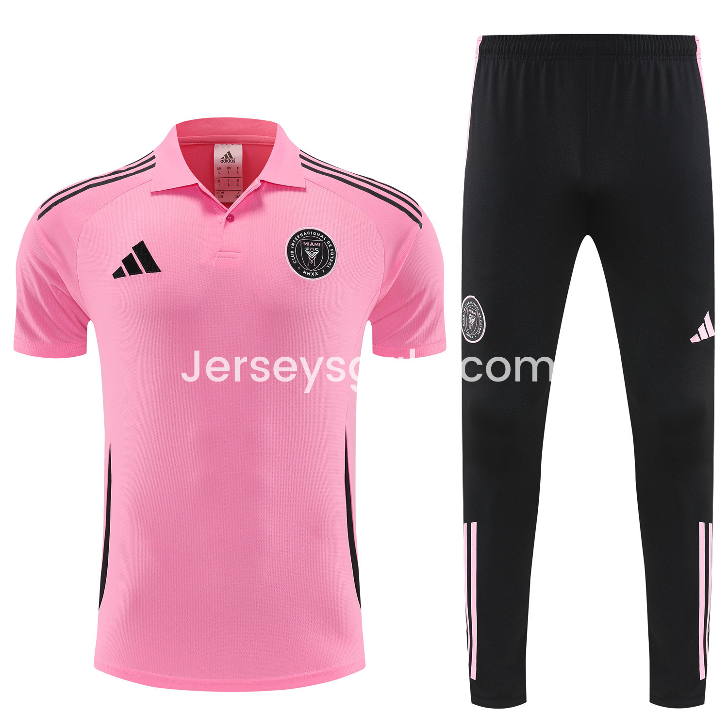 INT M.A.M 25-26 POLO Short-Sleeve Training Set - Pink Top and Black Pants - SOCCERDEALSHOP