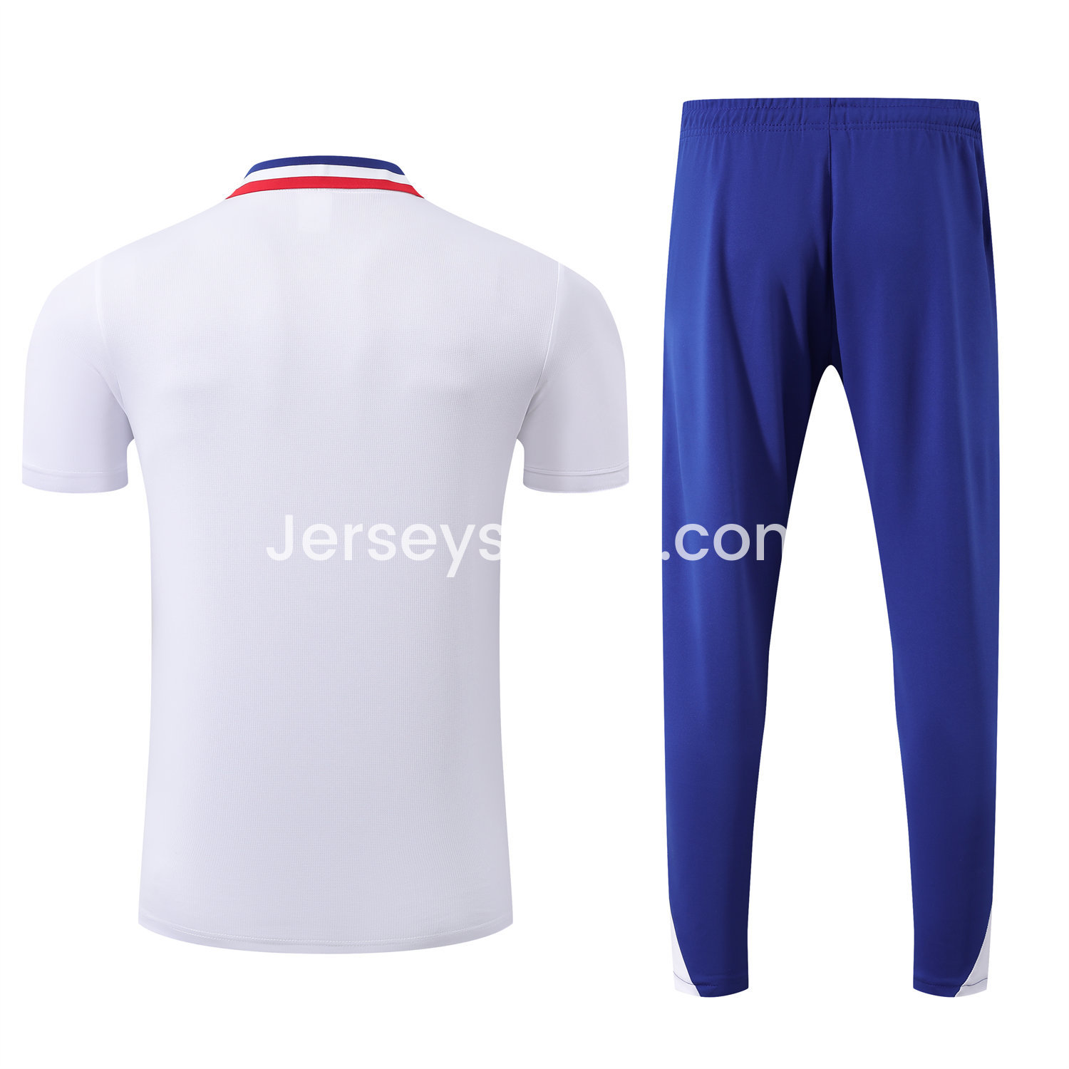 France 25-26 POLO Short-Sleeve Training Set - White Top and Blue Pants - SOCCERDEALSHOP
