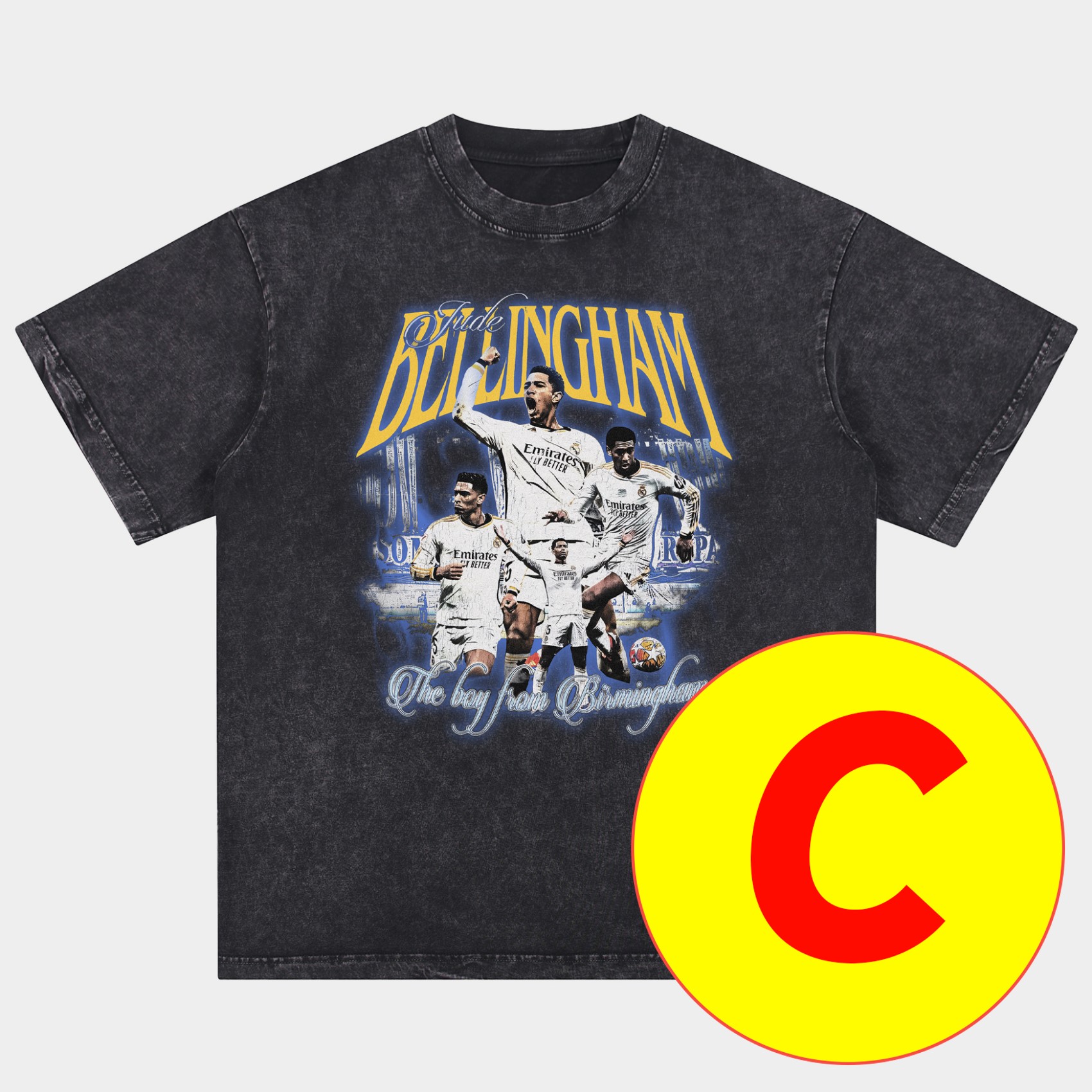 Bellingham Real Madrid England 24-25 25-26 Oversized Washed T-Shirt - SOCCERDEALSHOP